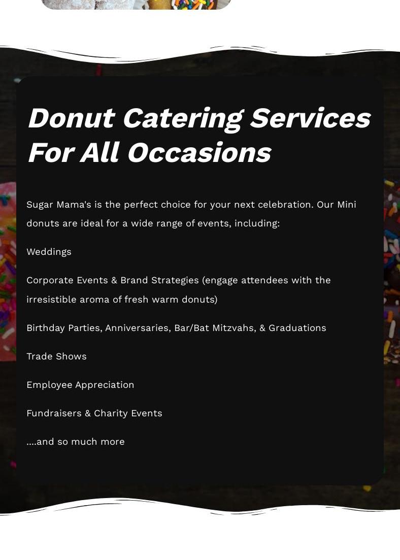 Sugar Mama's Mini Donuts Menu