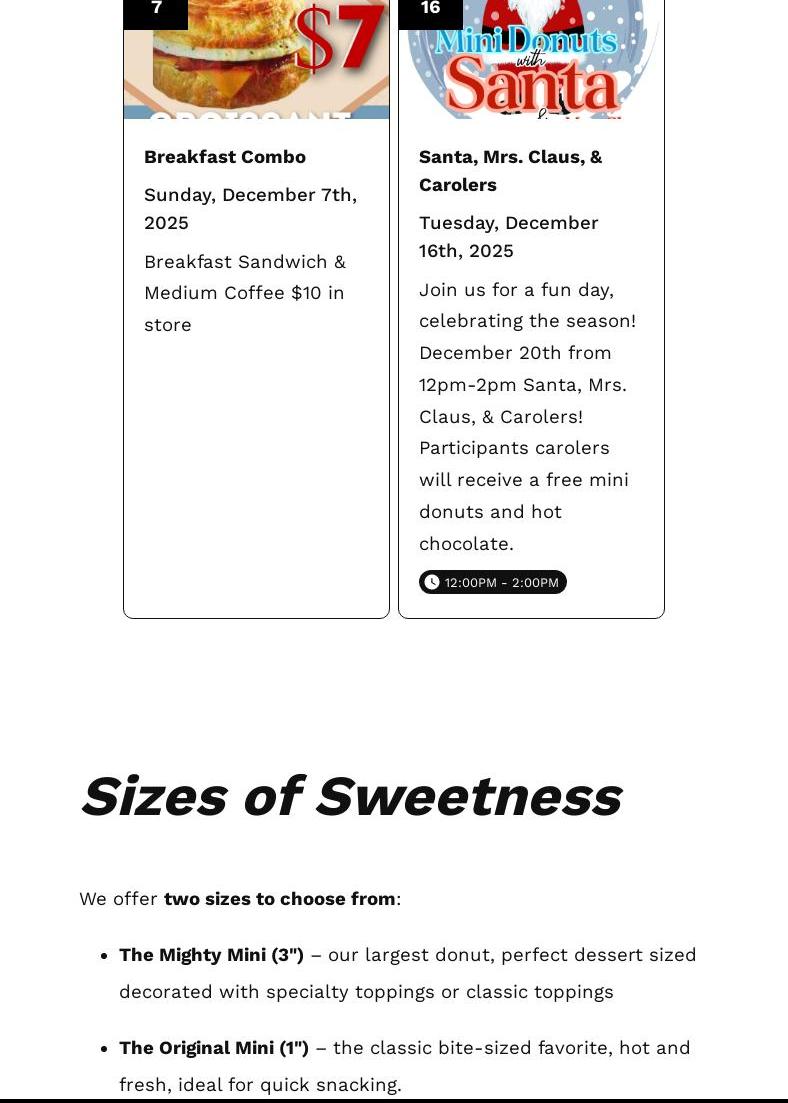 Sugar Mama's Mini Donuts Menu