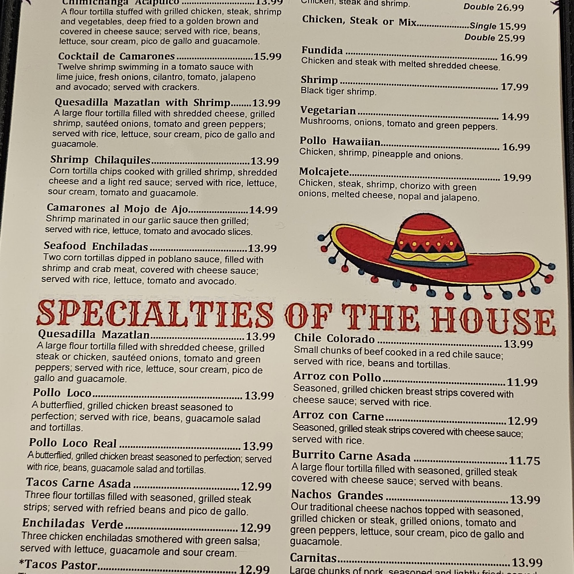 La Leona Mexican Restaurant Menu