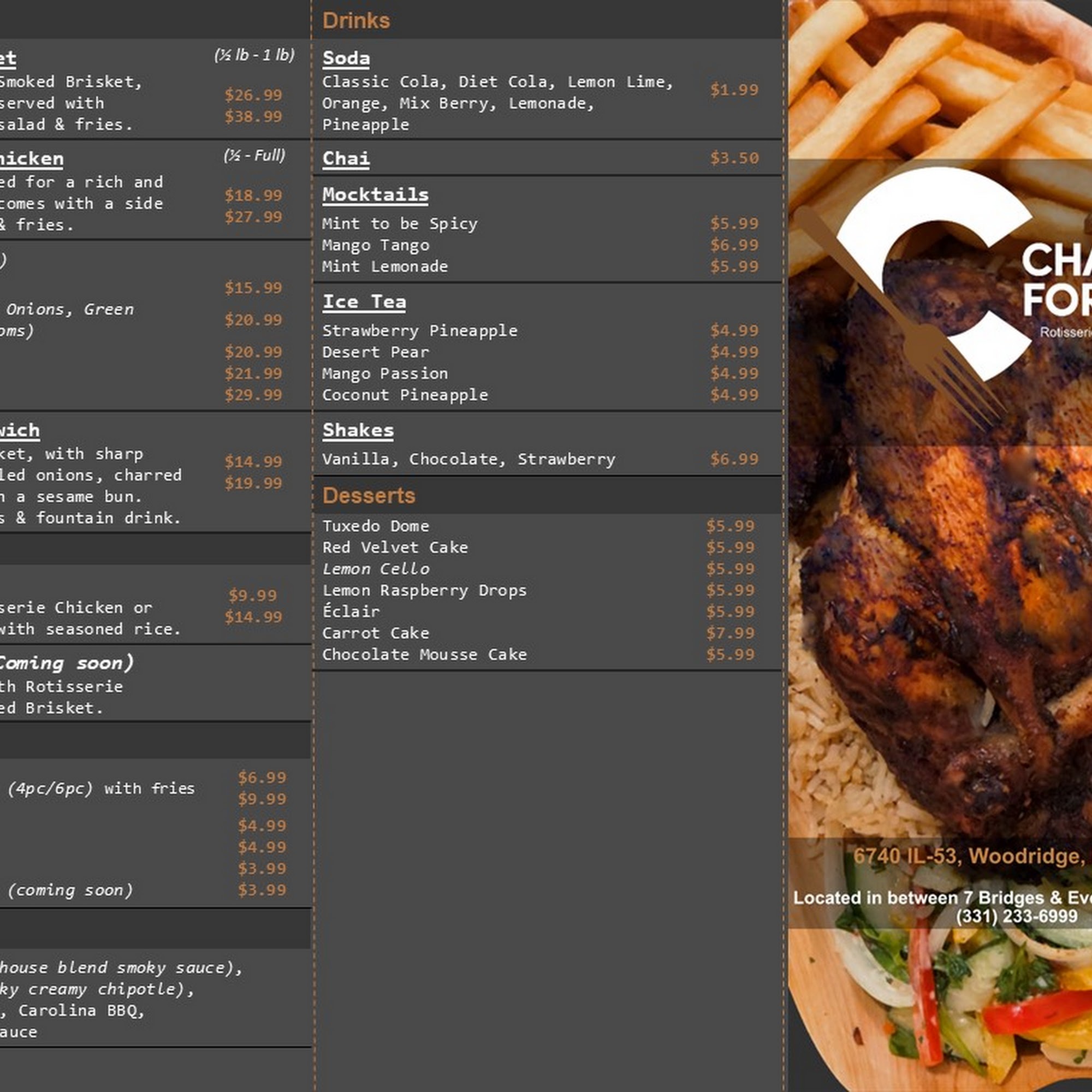 Charred Fork Menu