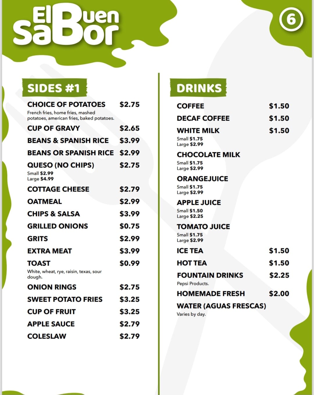 El Buen Sabor Menu