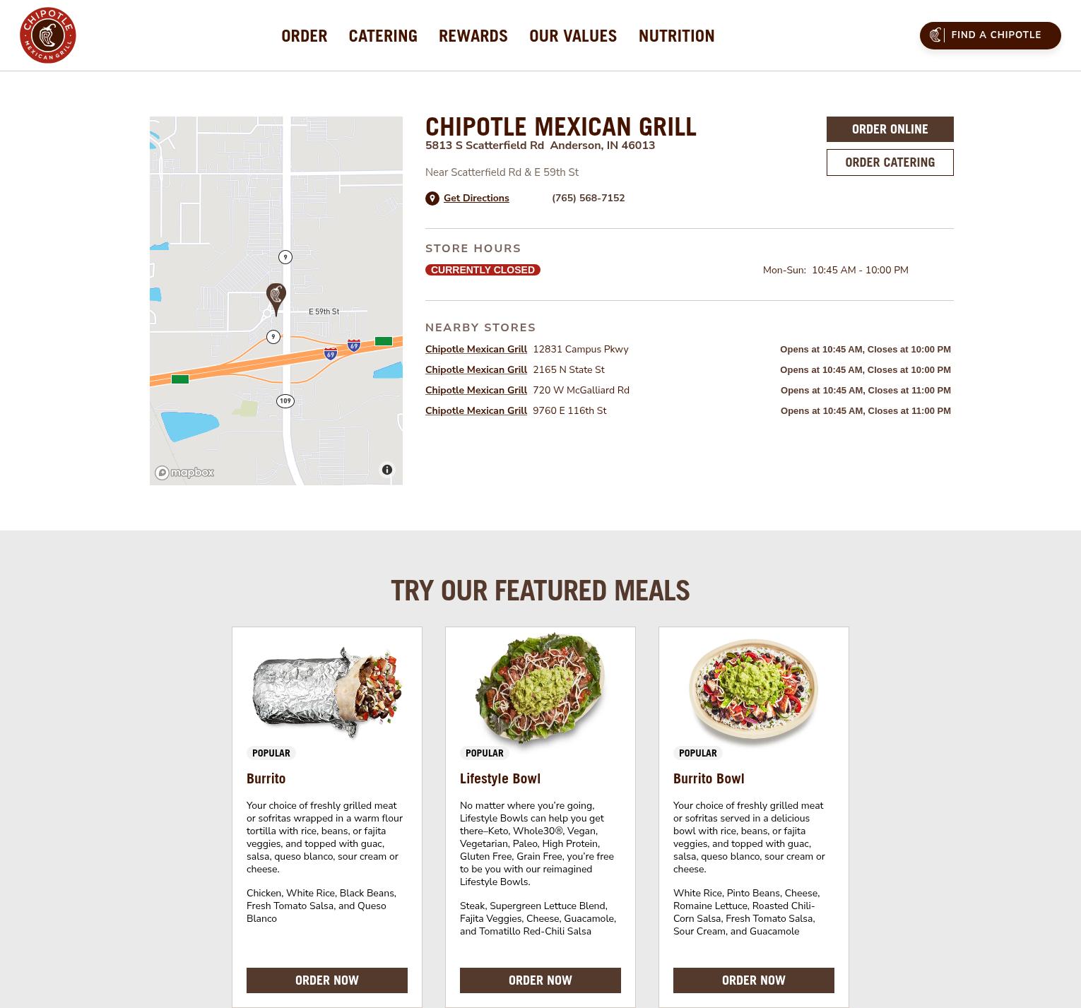 Chipotle Mexican Grill Menu