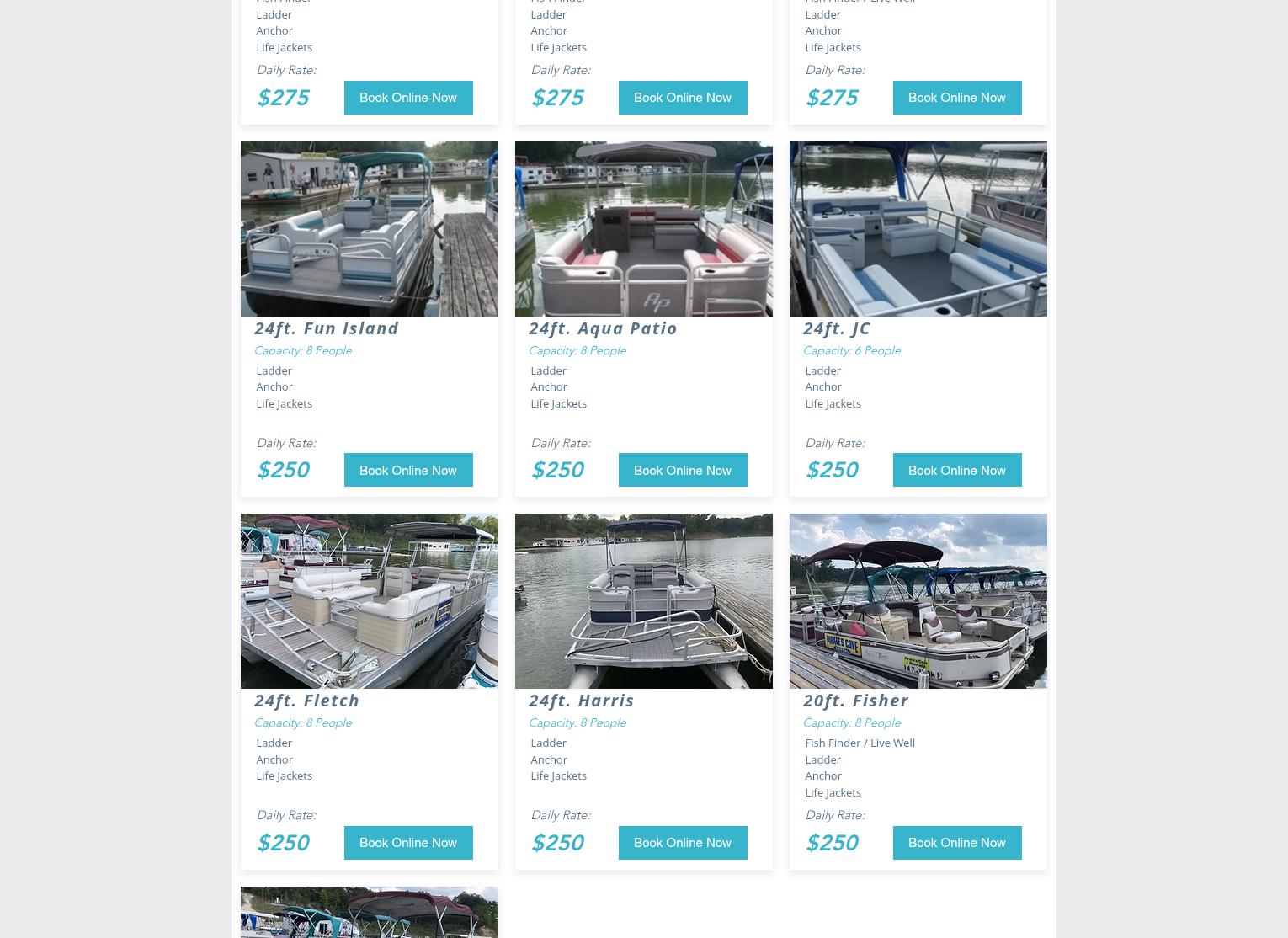 Pirates Cove Marina Menu