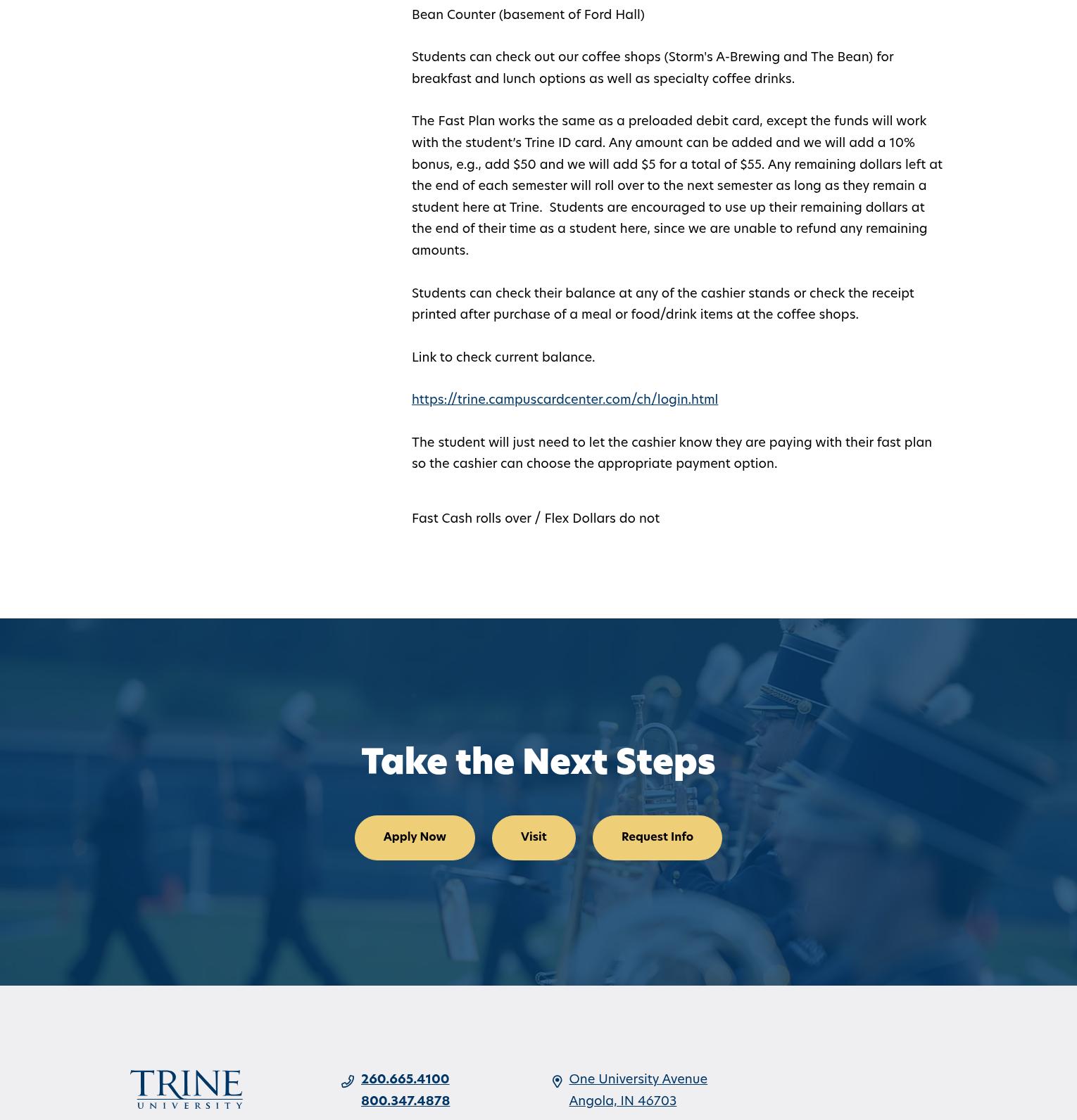 Whitney Commons Menu