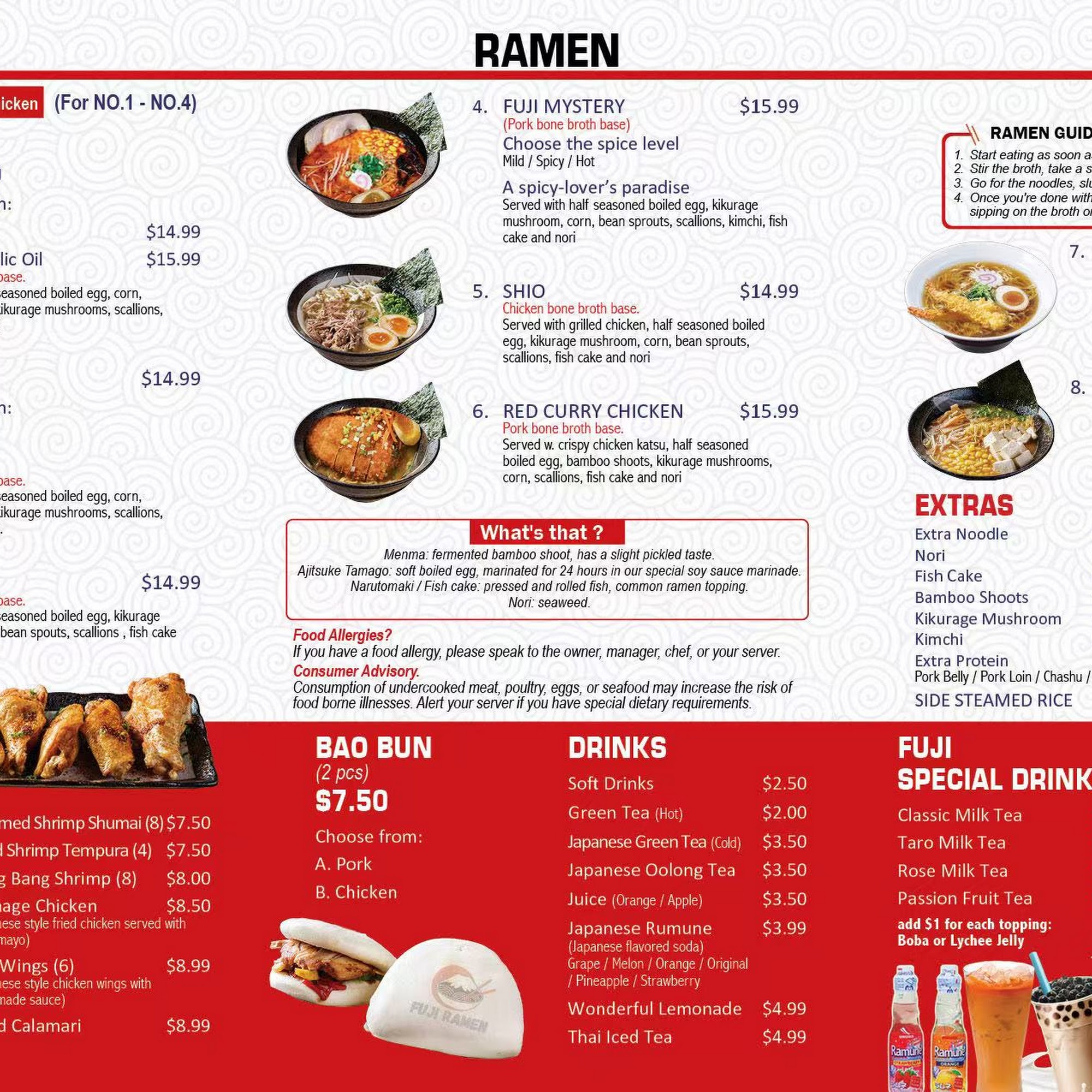 Fuji Ramen Menu