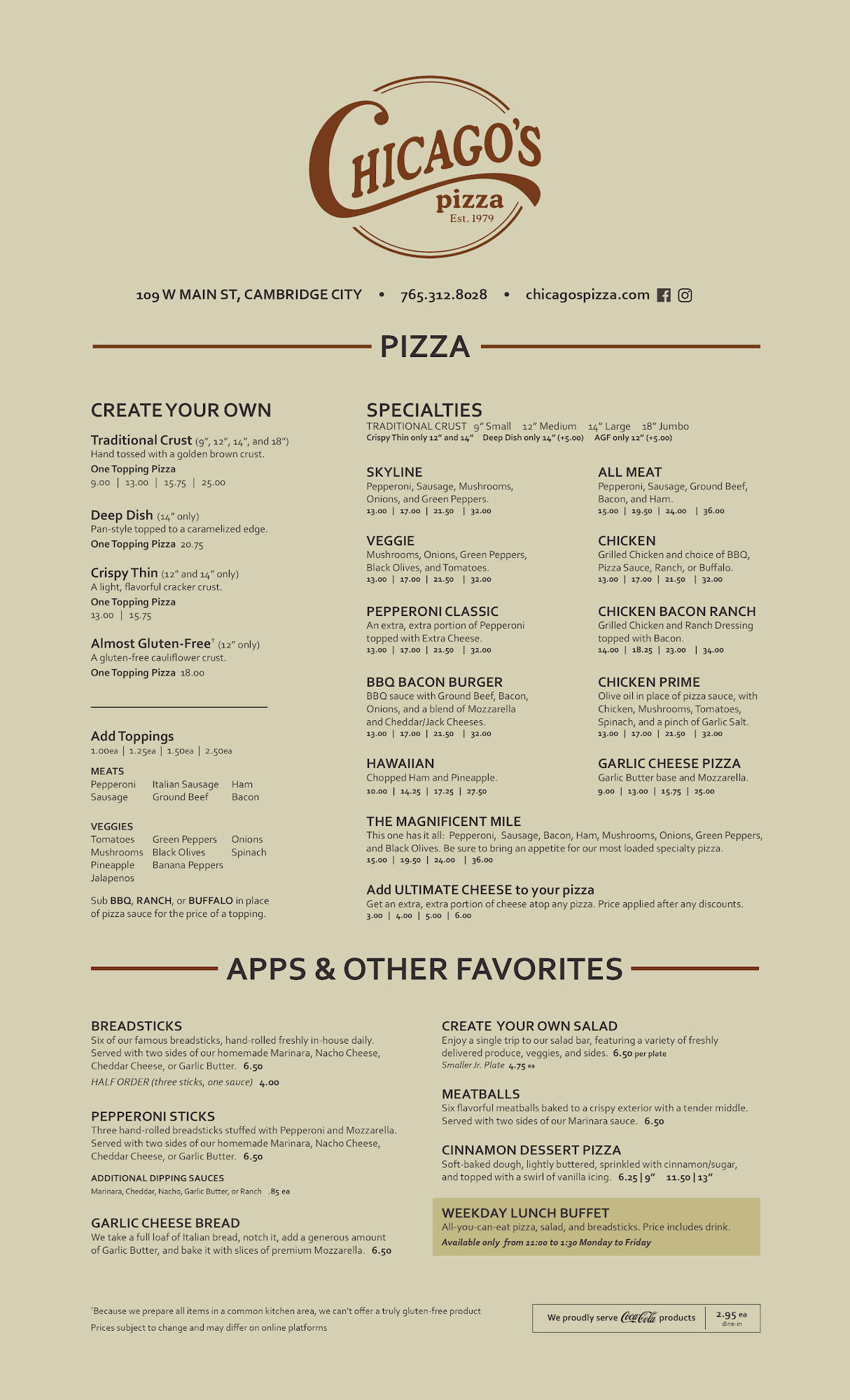Chicago’s Pizza Menu
