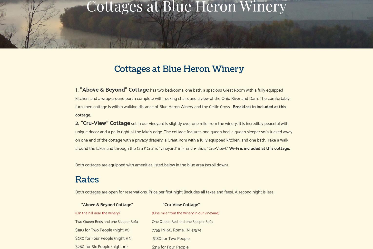 Blue Heron Vineyards & Winery Menu