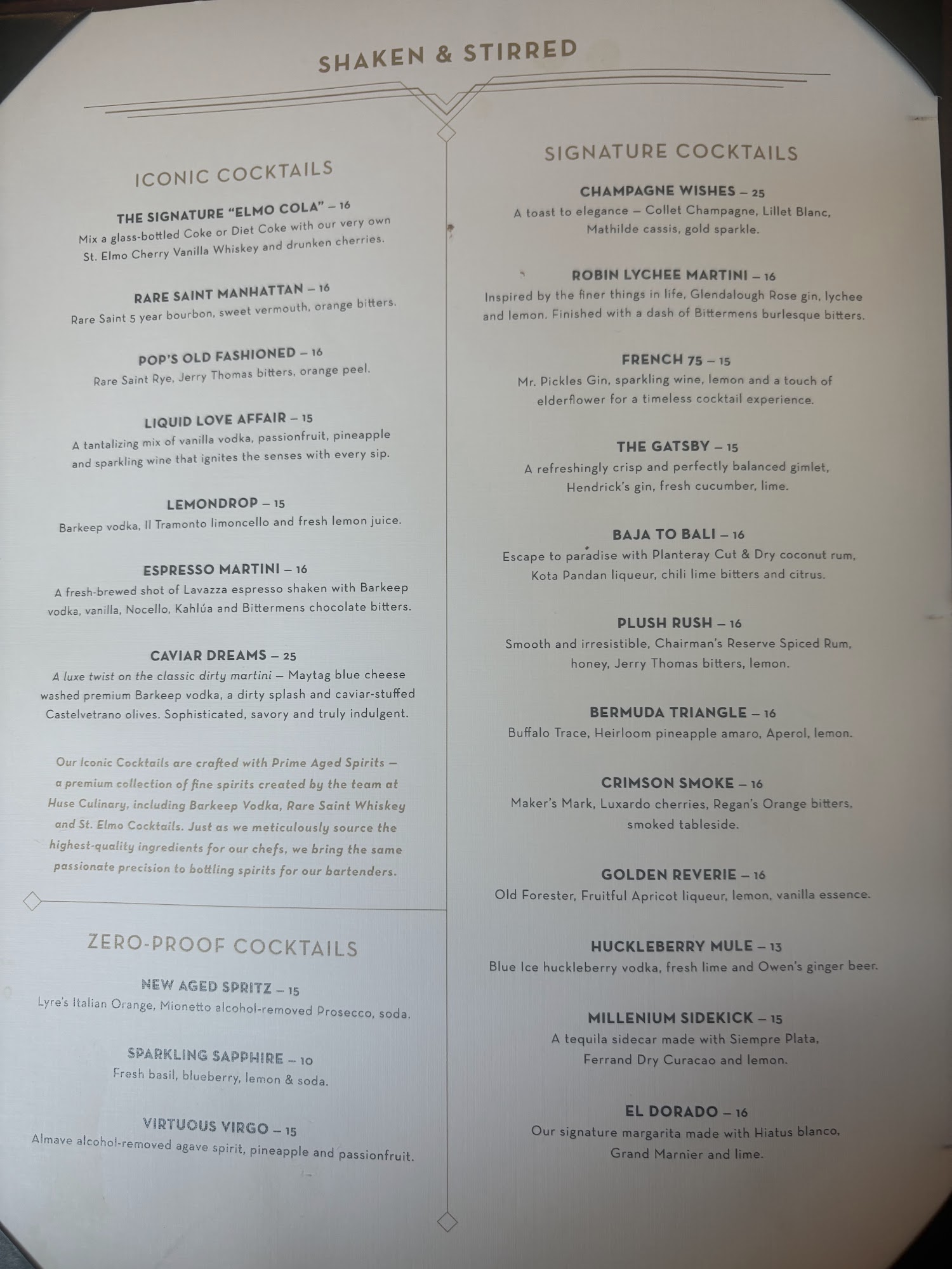 1933 Lounge by St. Elmo - Carmel Menu
