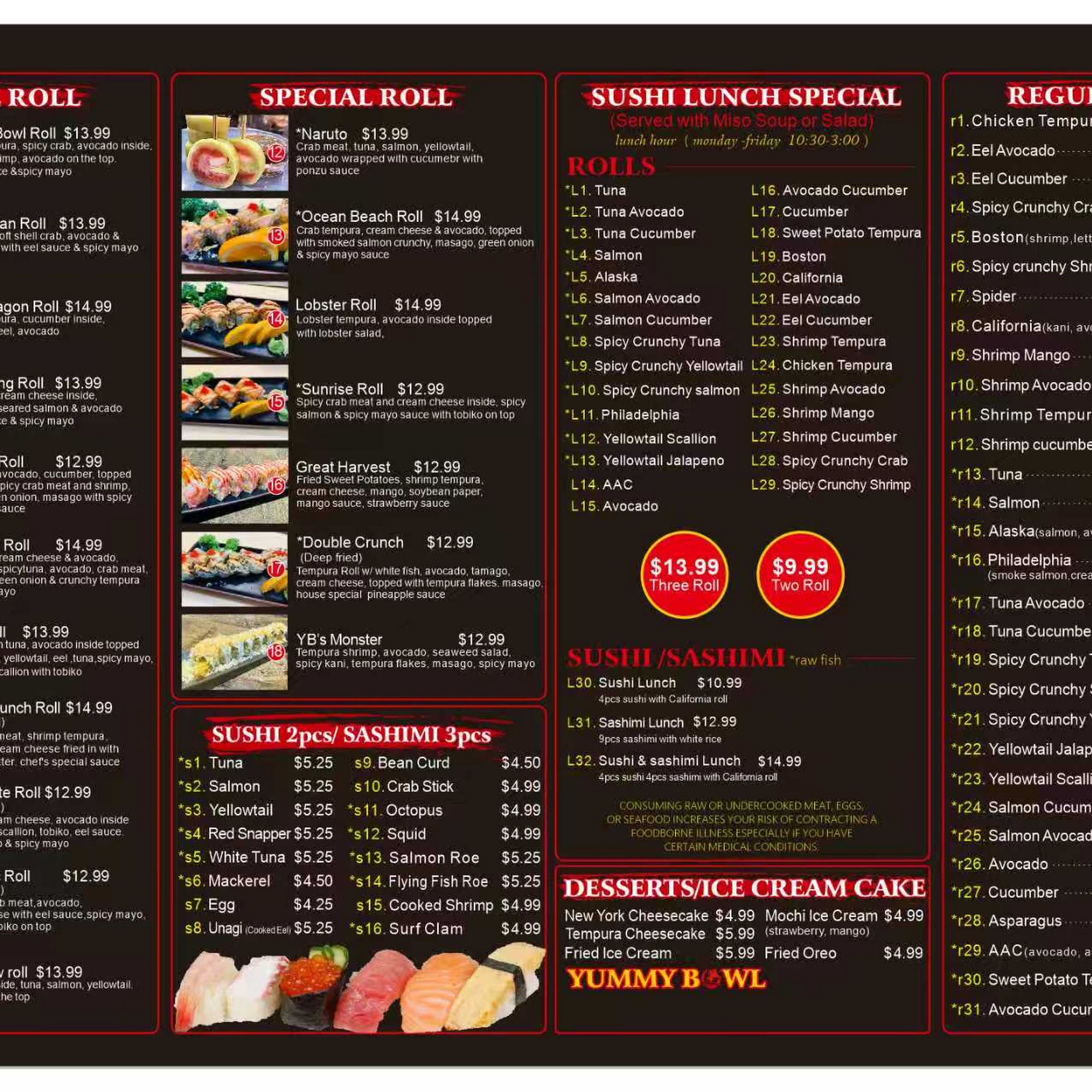 Yummy Bowl Menu