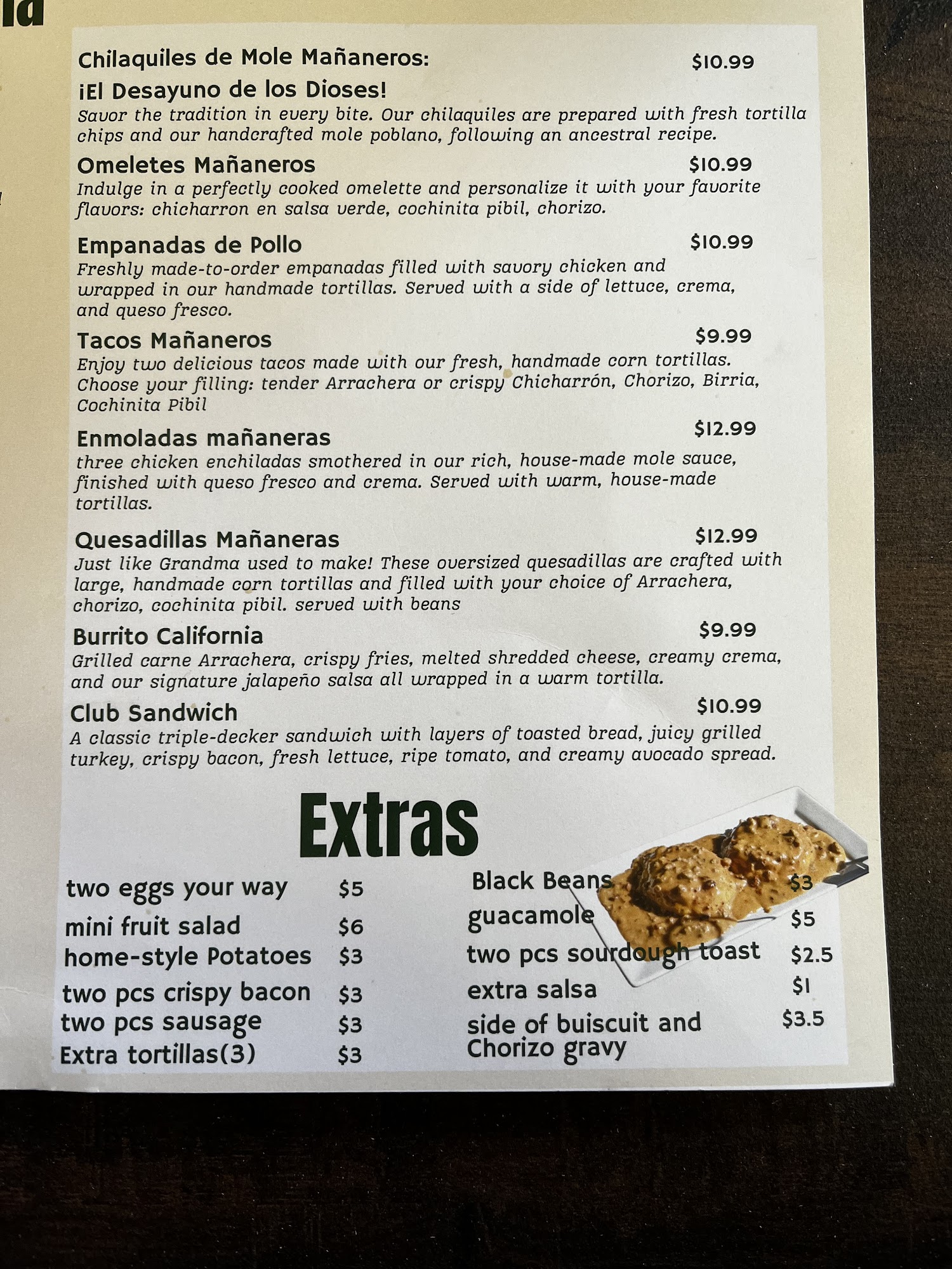El Mañanero Breakfast Spot Menu