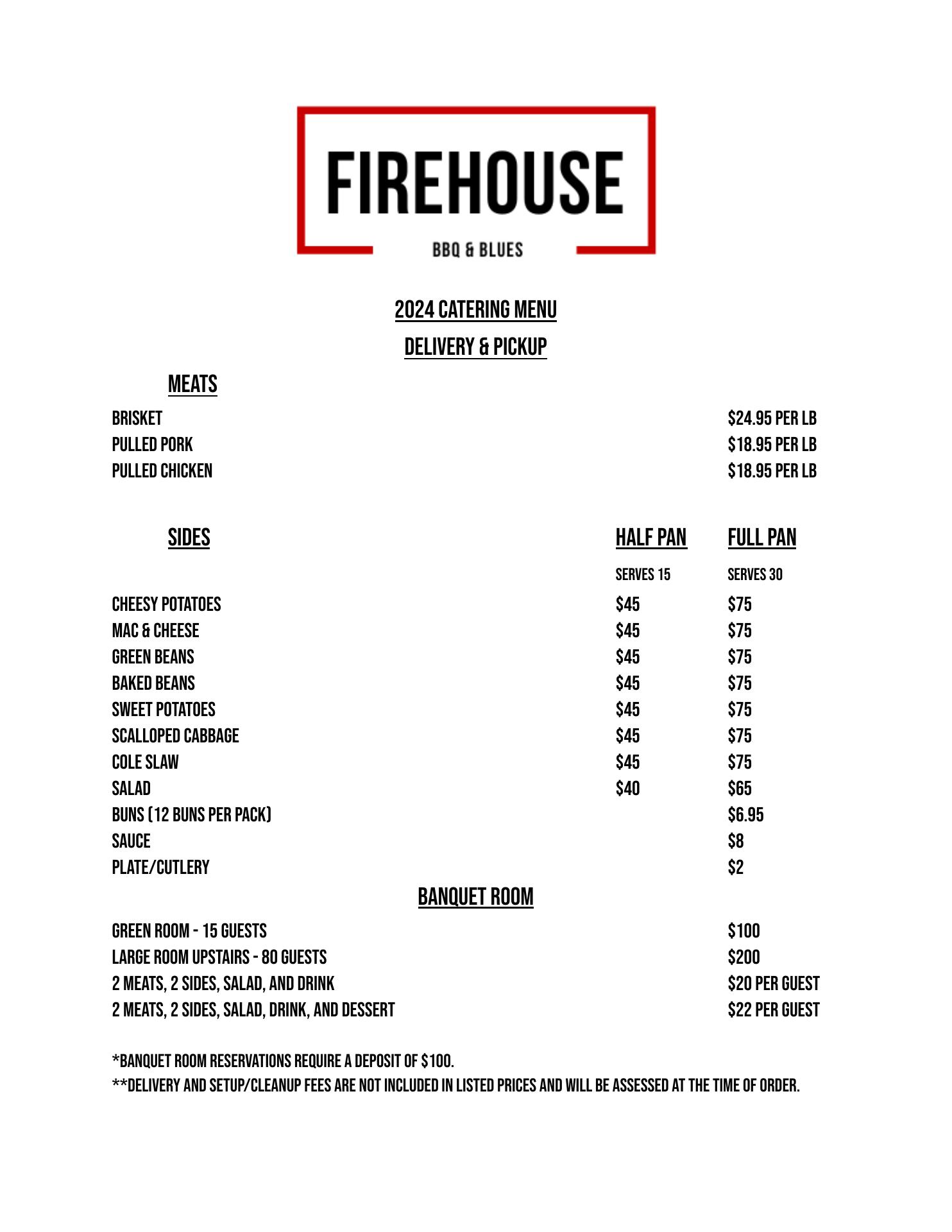 Firehouse BBQ and Blues Menu