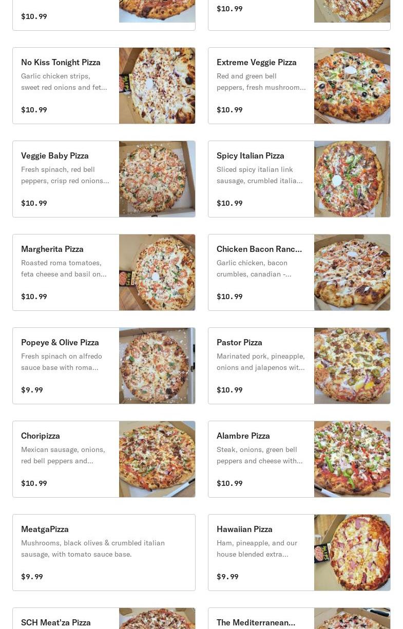 Bambino's Home Pizza Menu