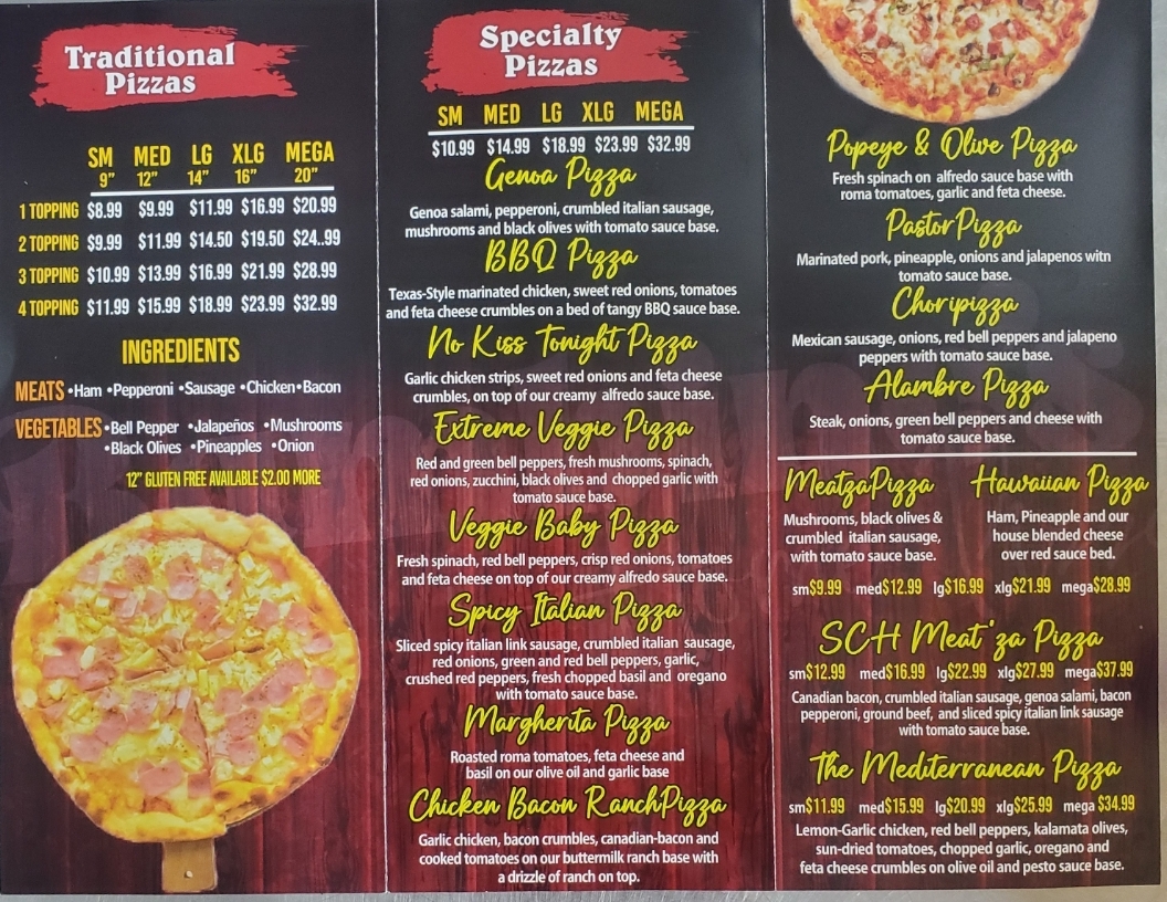 Bambino's Home Pizza Menu