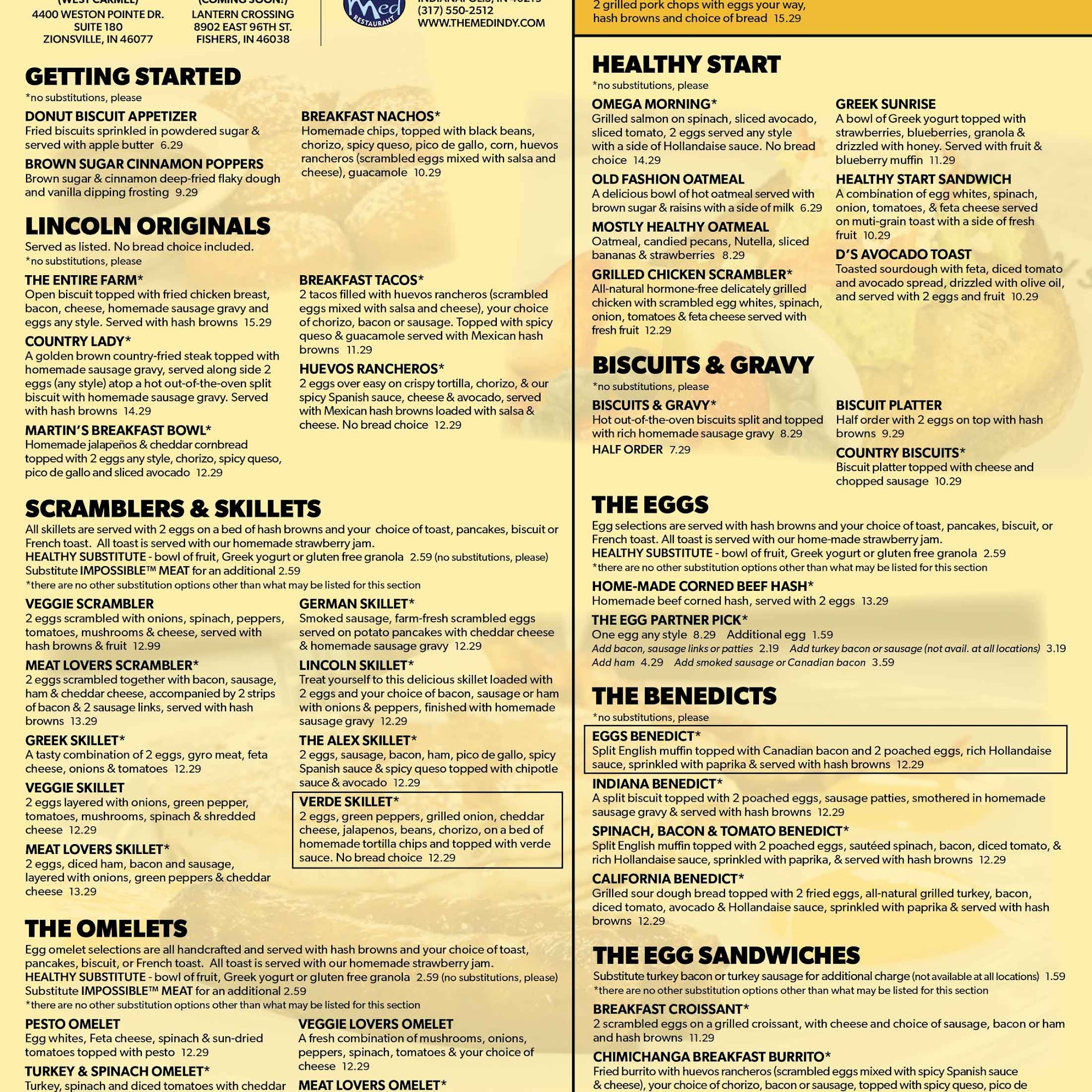 Lincoln Square Pancake House - Fishers Menu