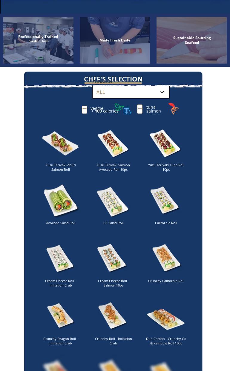 ZENSHI Handcrafted Sushi Menu