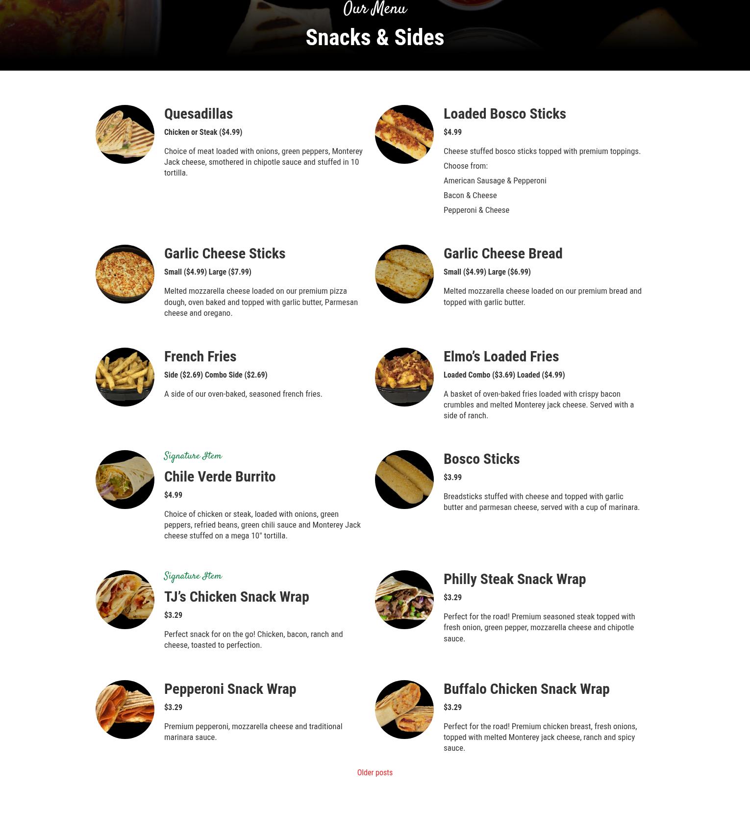 Elmo's Pizza & Subs Menu