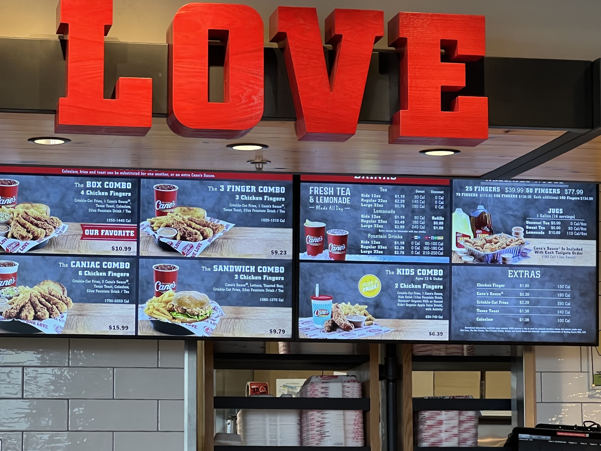 Raising Cane's Chicken Fingers Menu