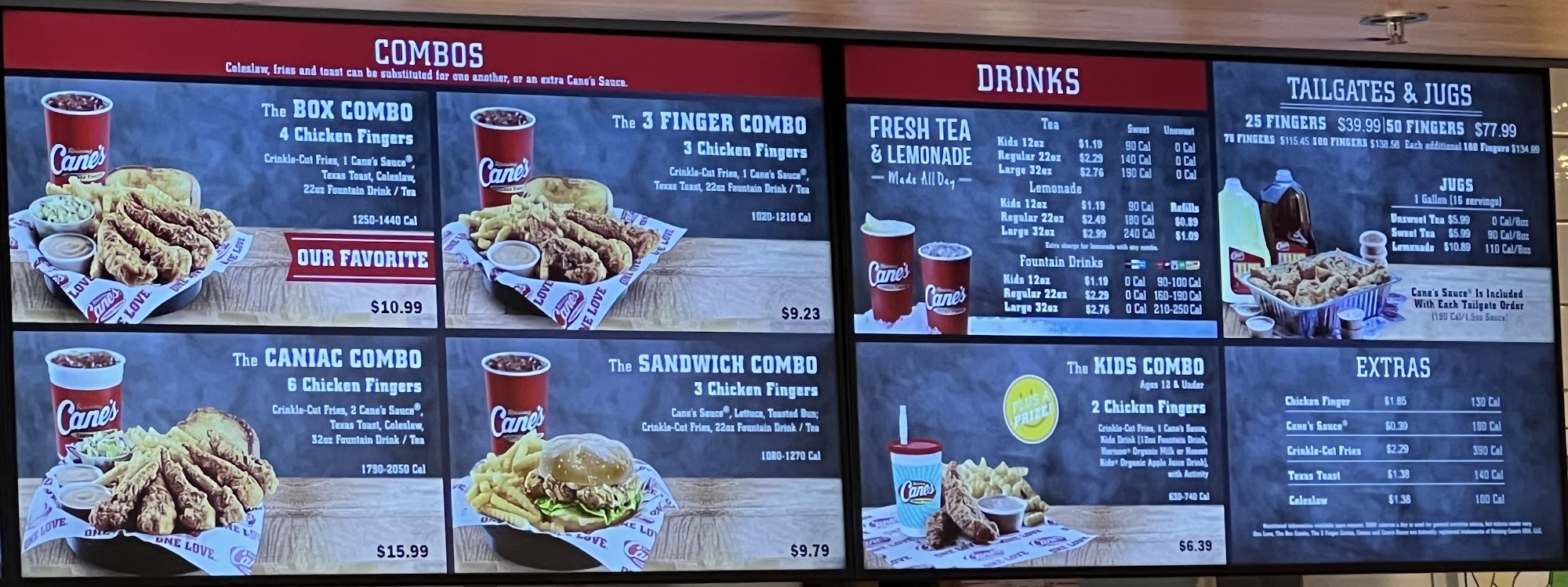 Raising Cane's Chicken Fingers Menu
