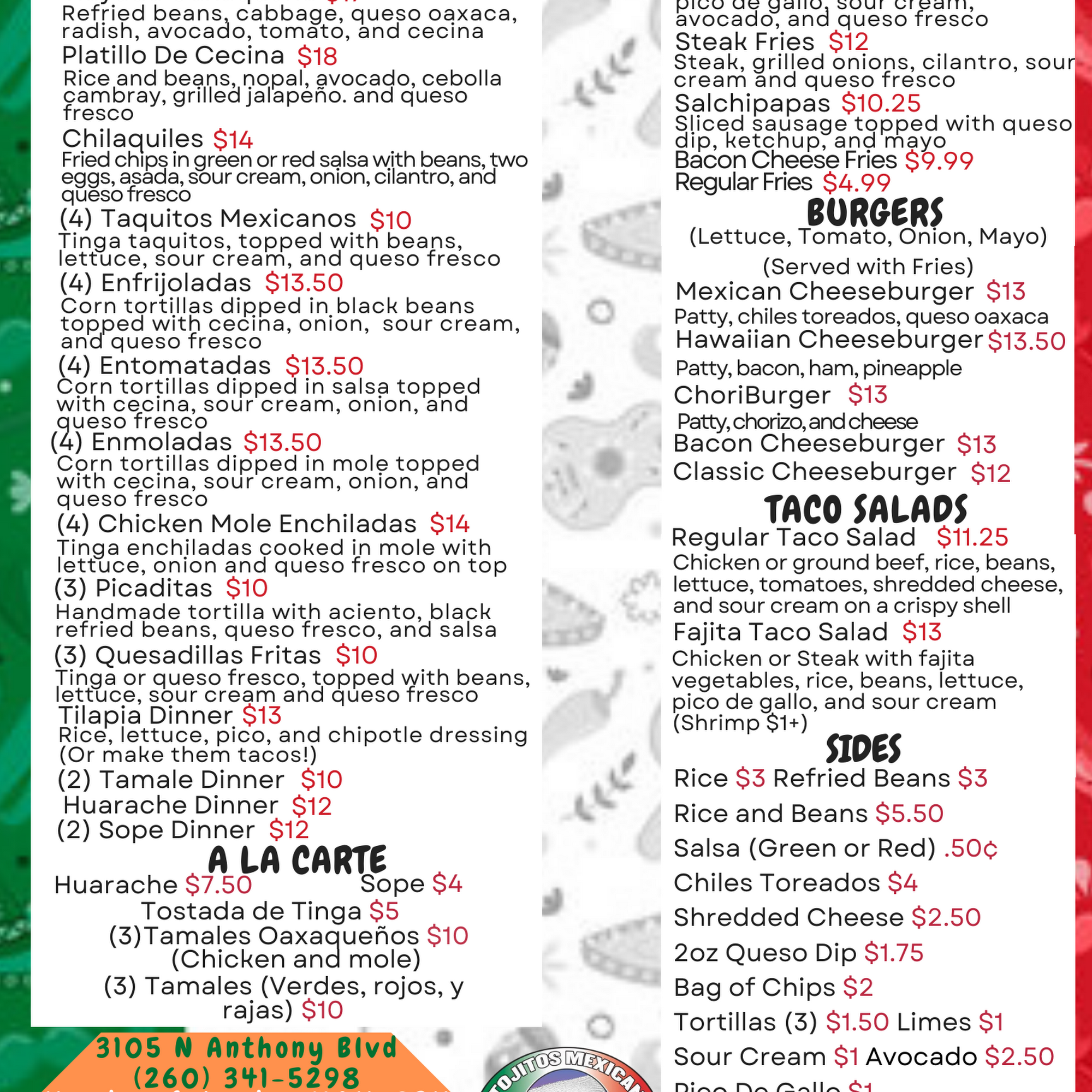 Antojitos Mexicanos El Viejon #2 Menu
