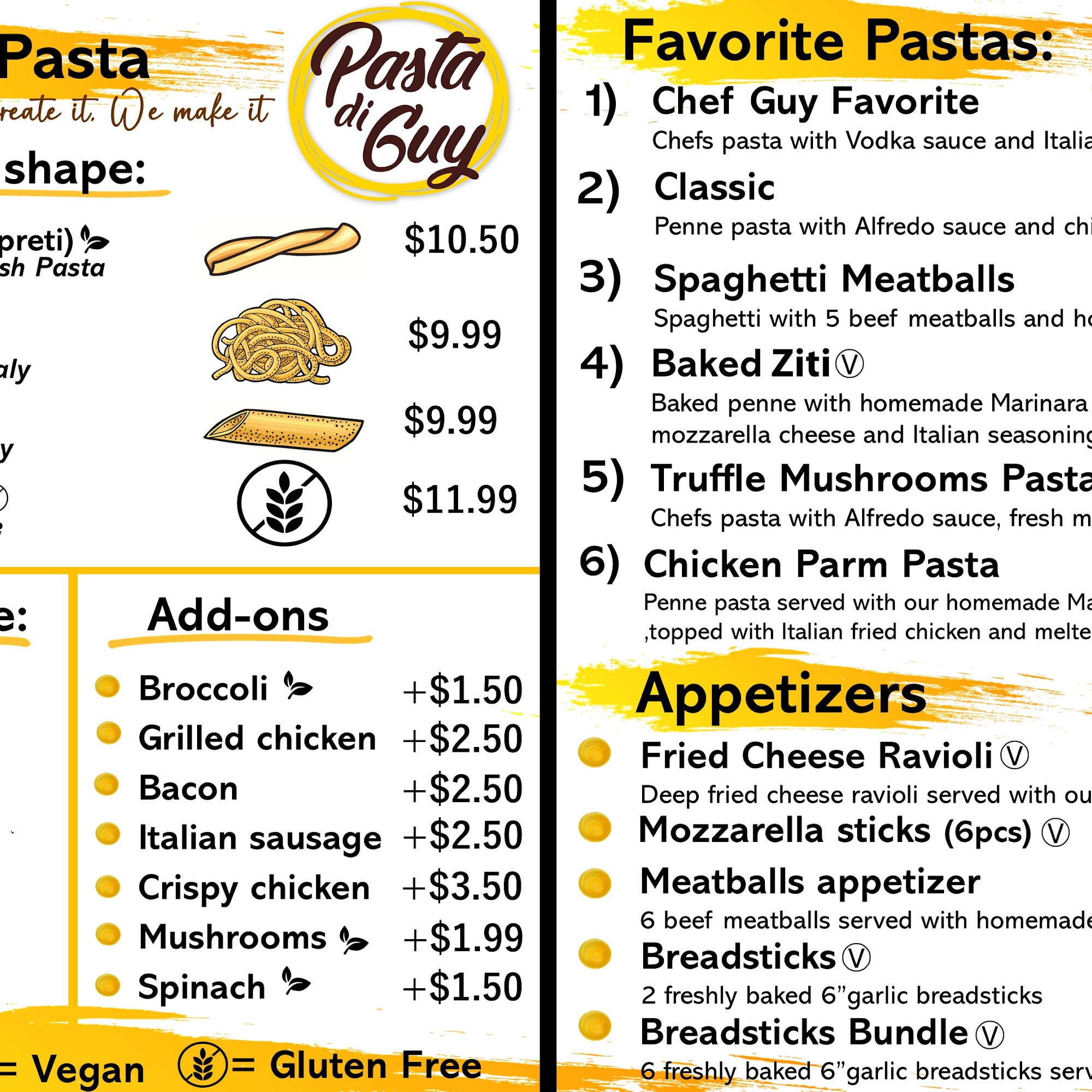 Pasta di Guy Menu