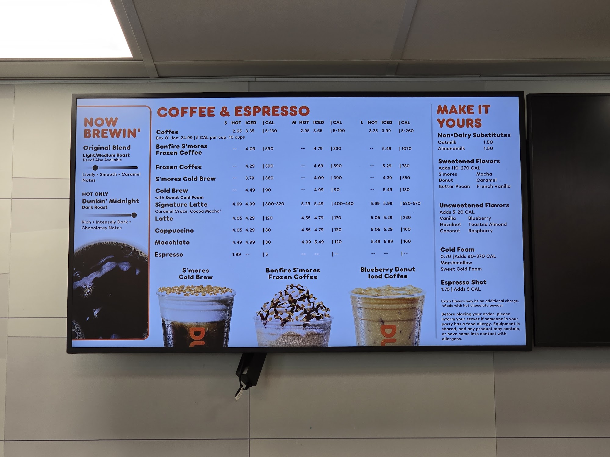 Dunkin' Menu