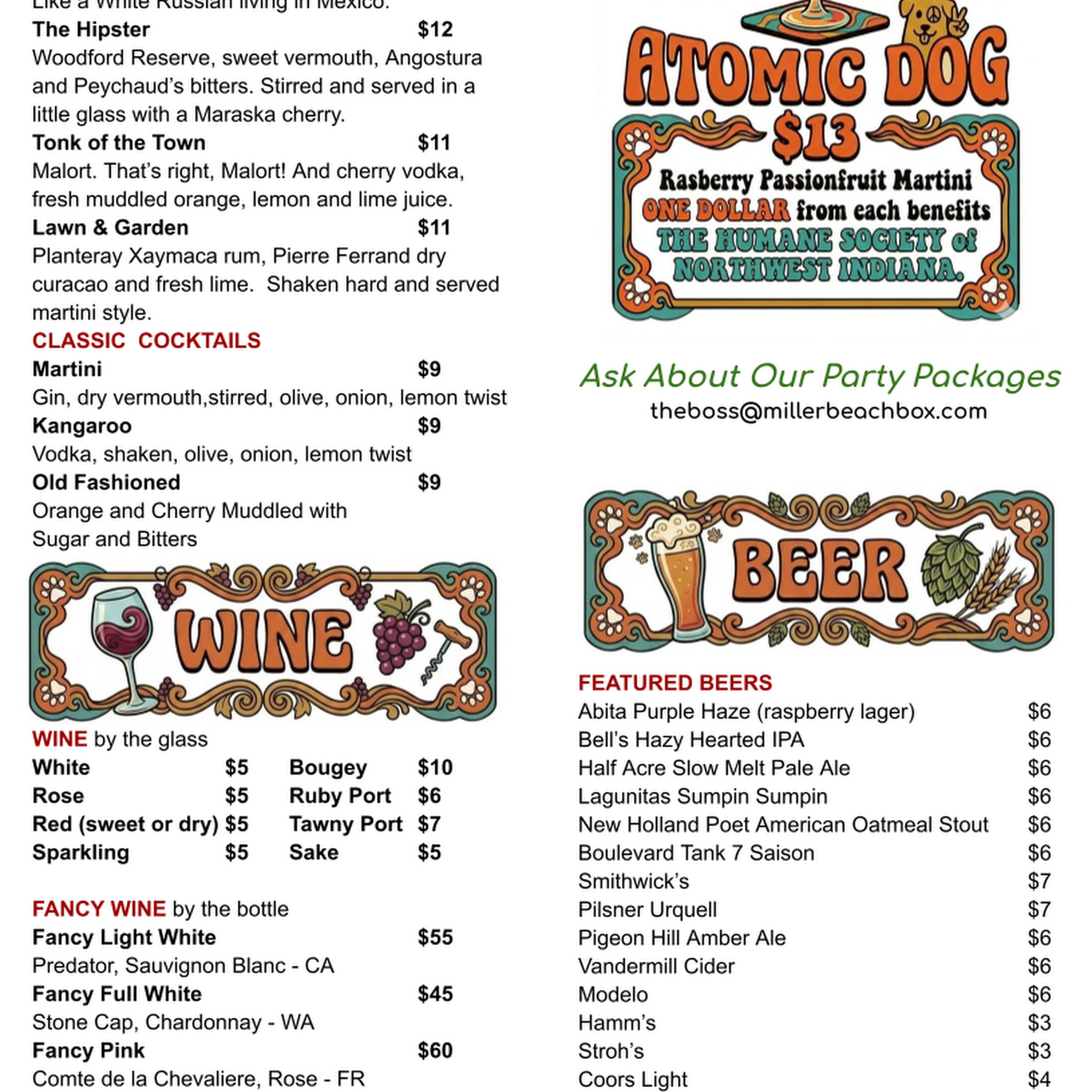 Beach Box Menu