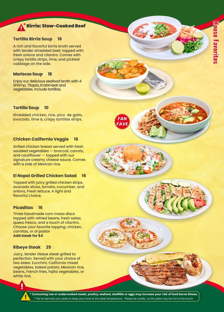 El Nopal, Greendale, IN Menu