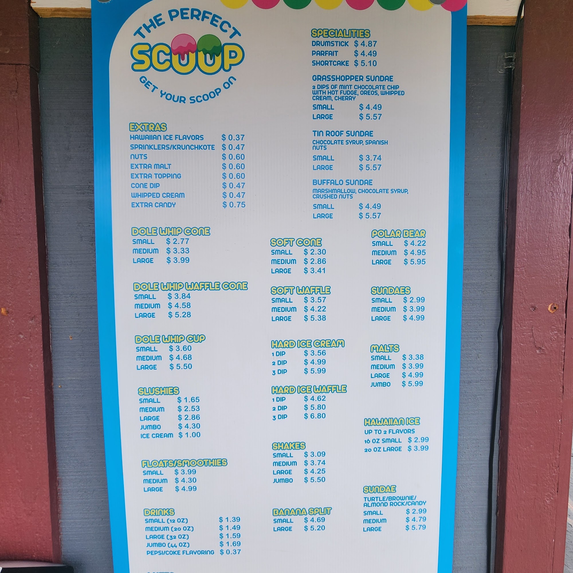 The Perfect Scoop Menu