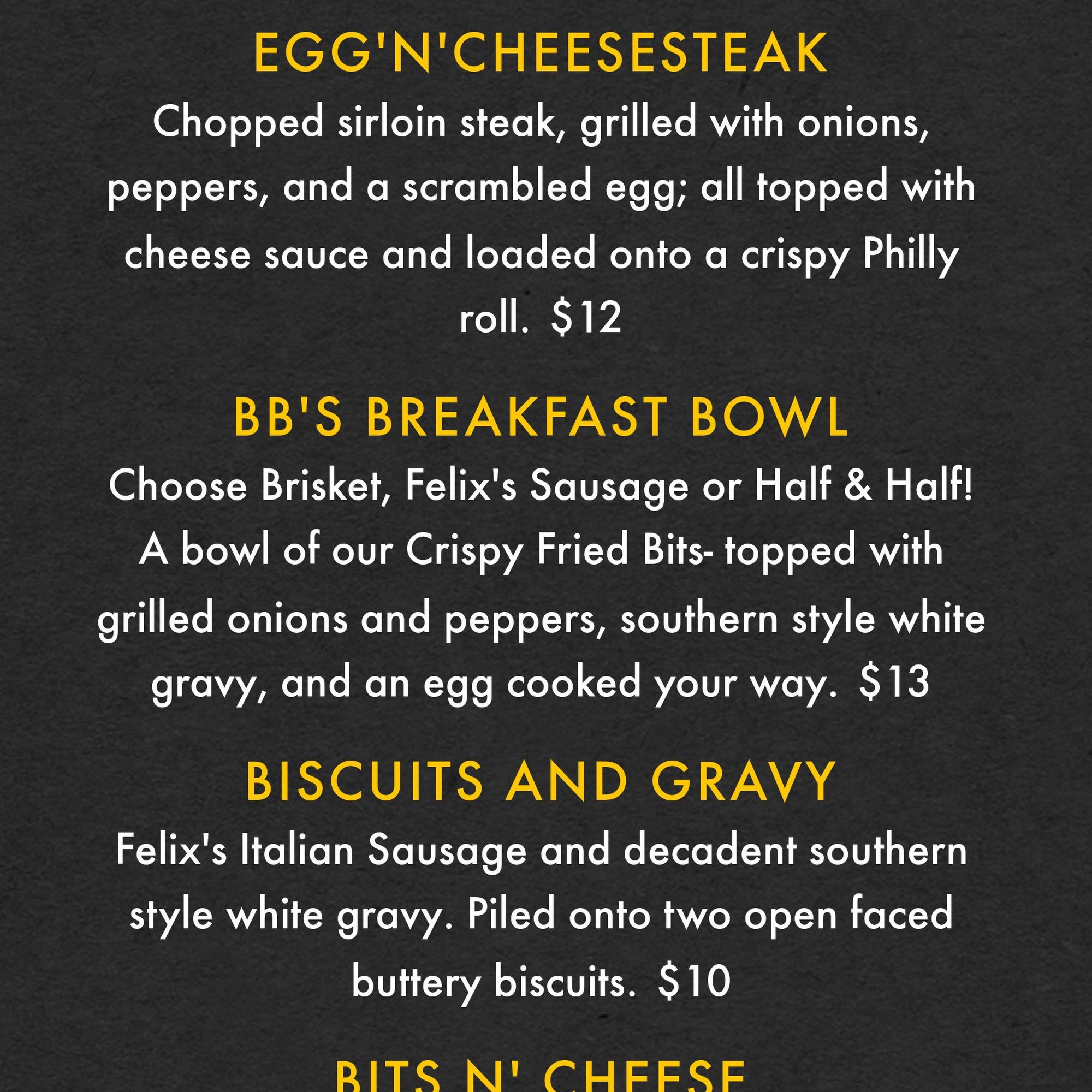 Brisket Biscuit Menu