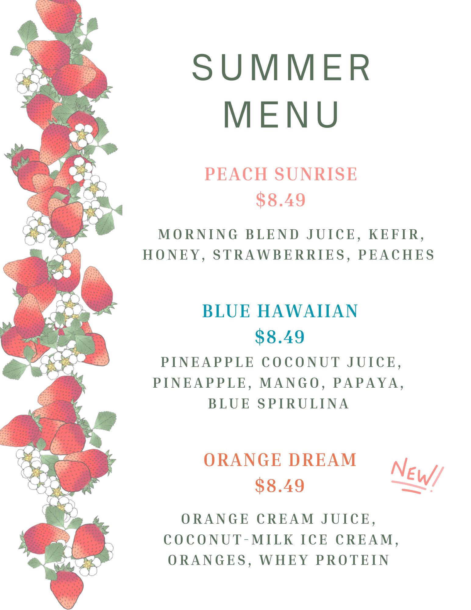 Baums Natural Foods Menu