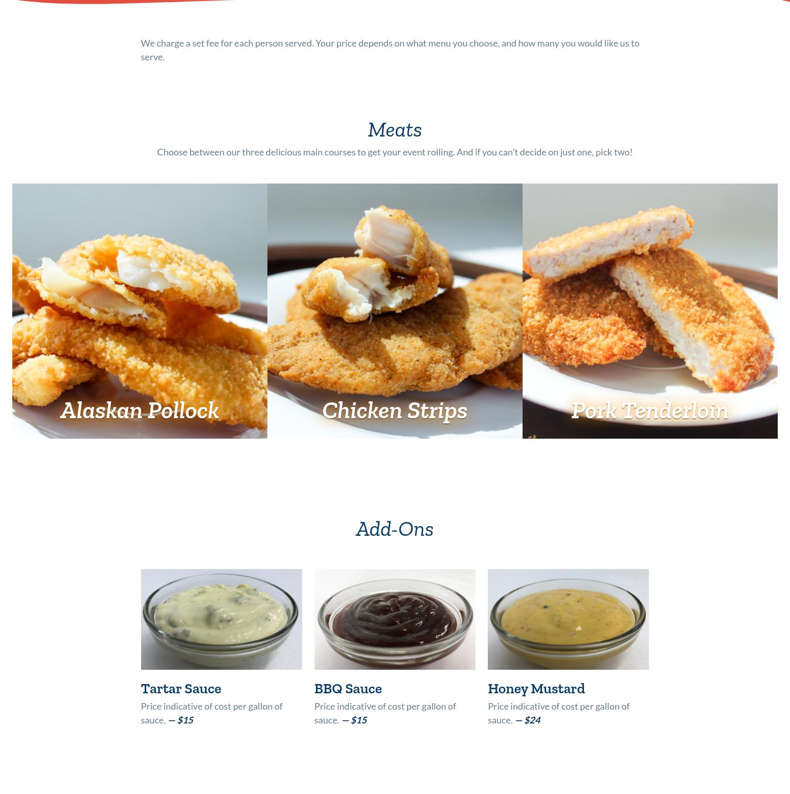 Dan's Fish Fry Services Menu