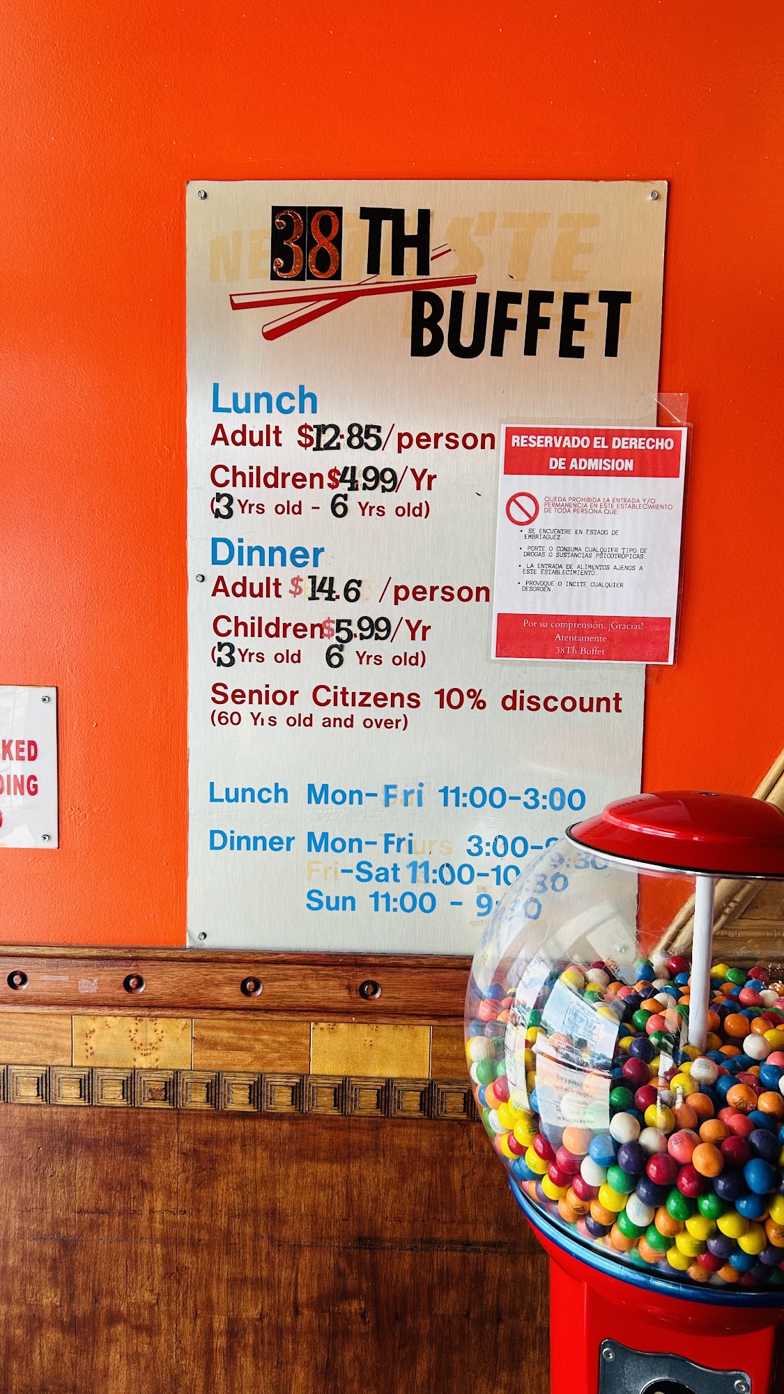 38TH BUFFET Menu