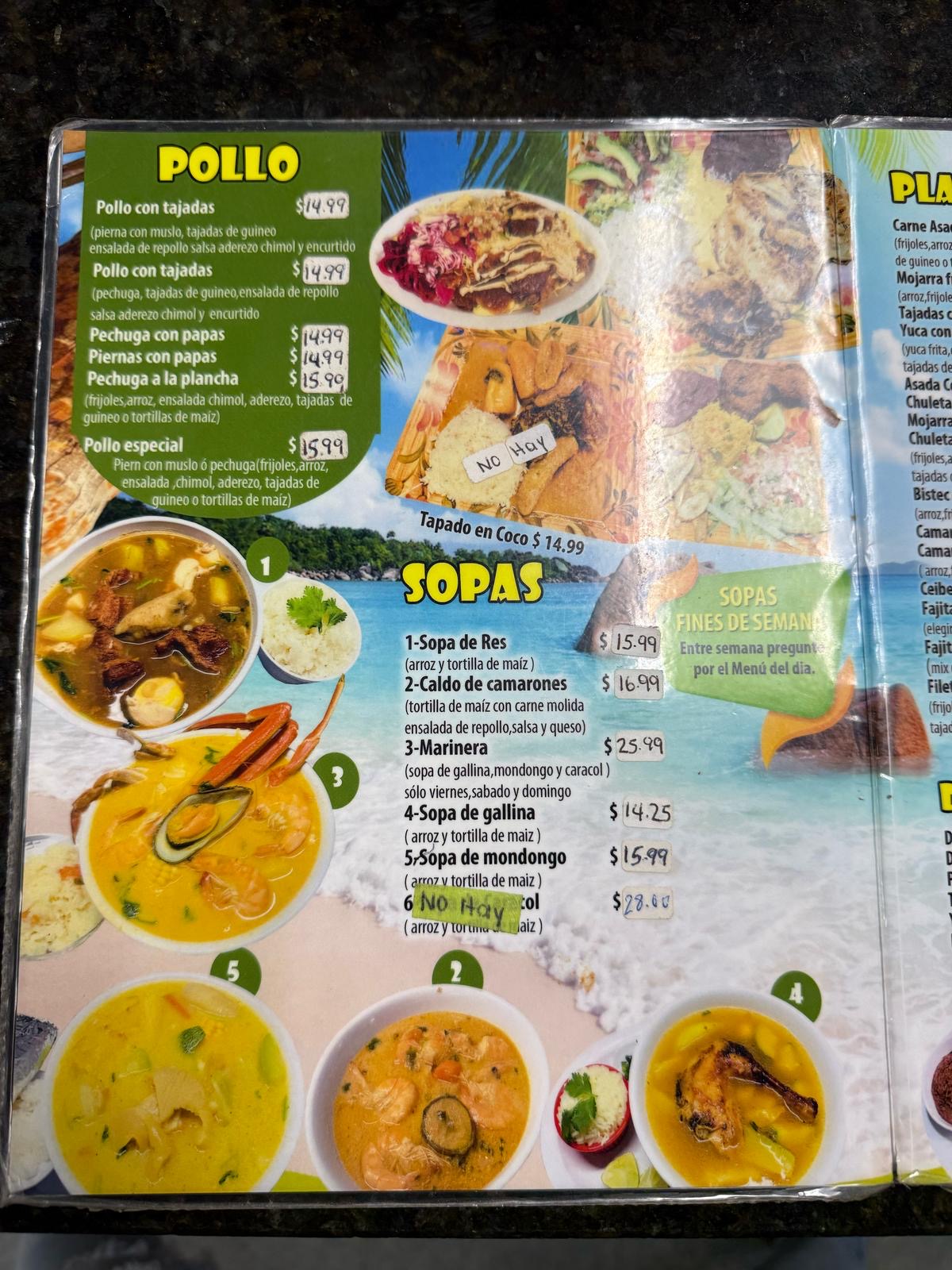 La Ceiba Restaurant #2 (Sabor Progreseno) Menu