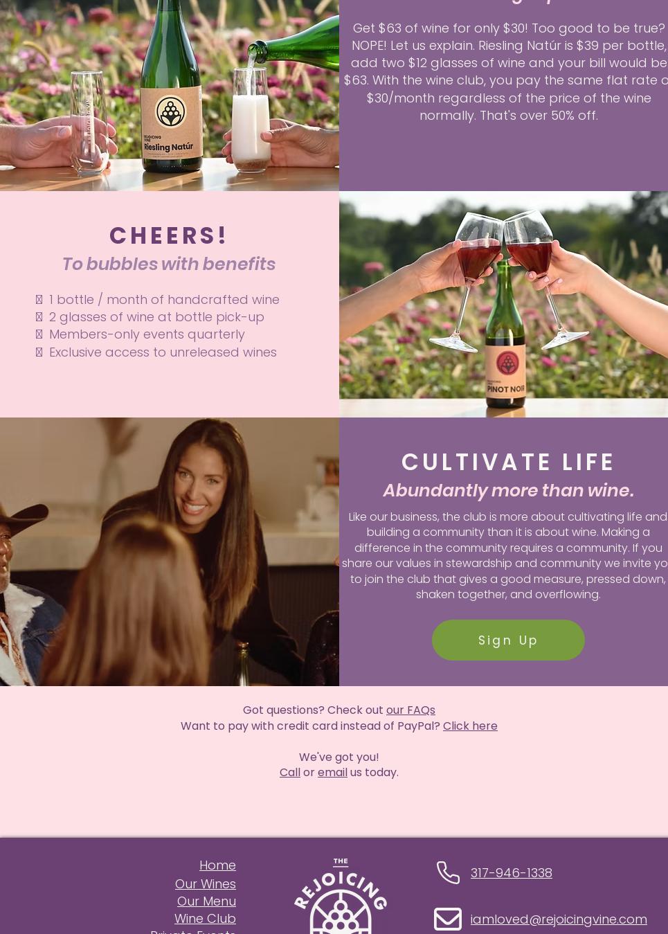 The Rejoicing Vine Menu