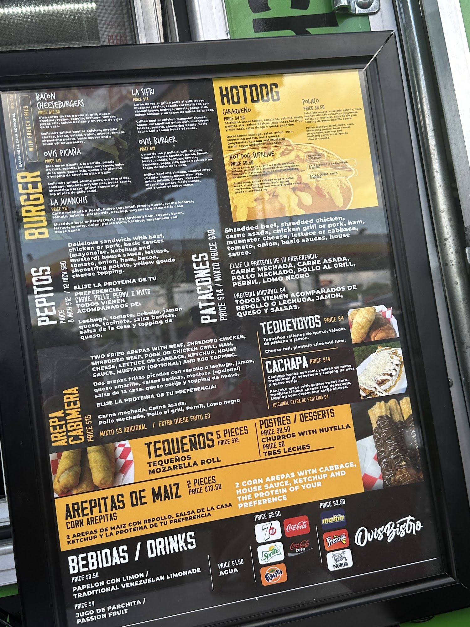 Ovis burguer Menu