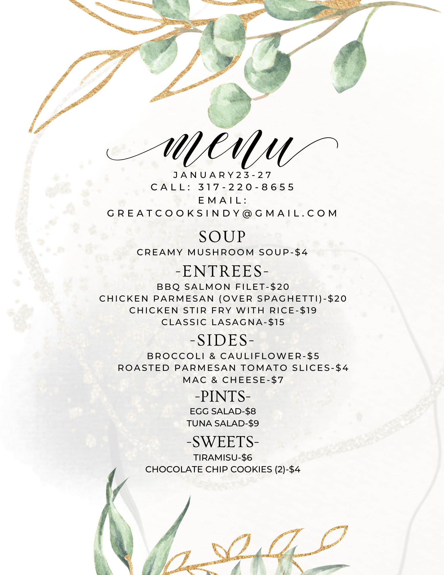 Great Cooks LLC Menu