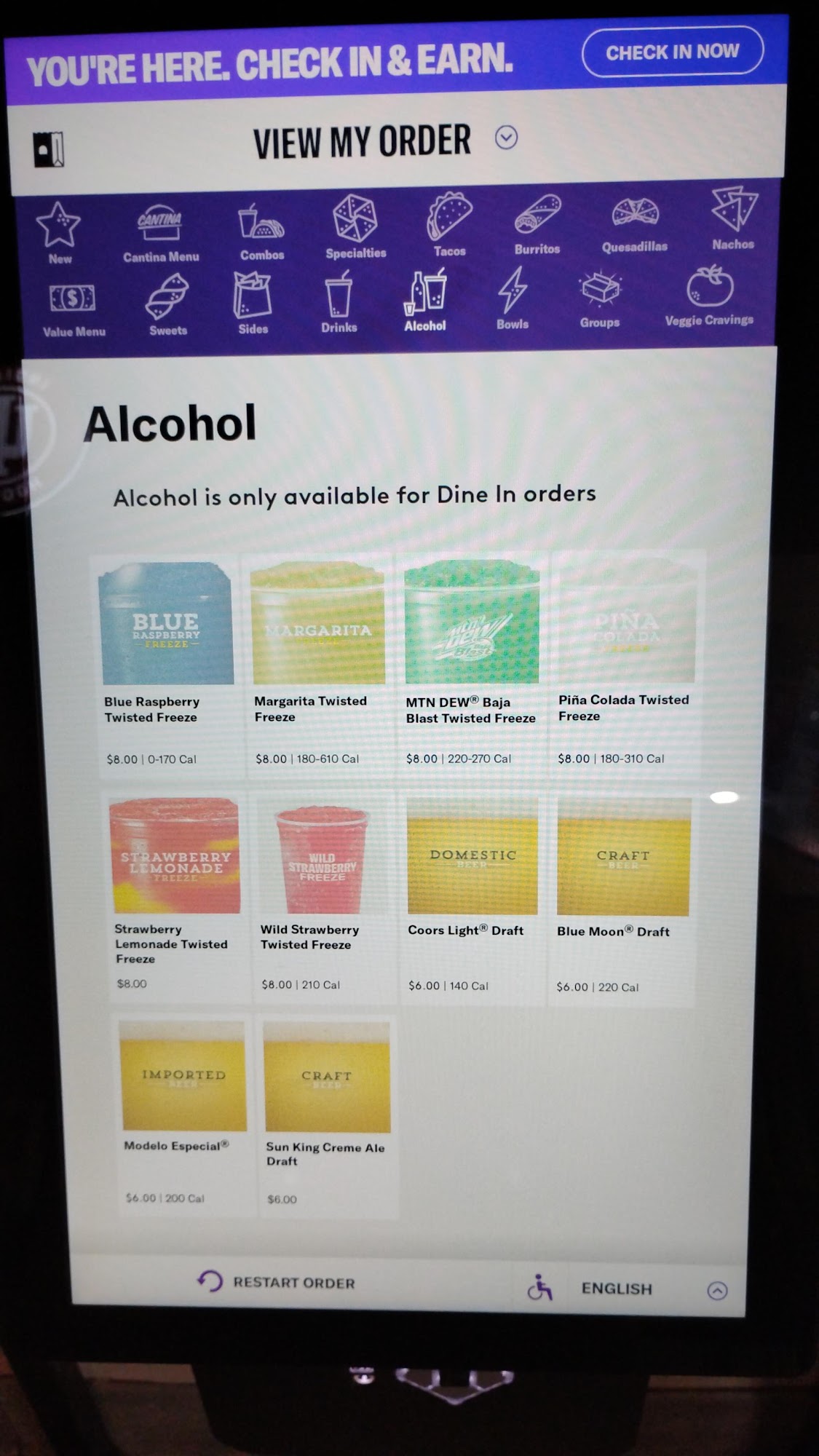 Taco Bell Cantina Menu