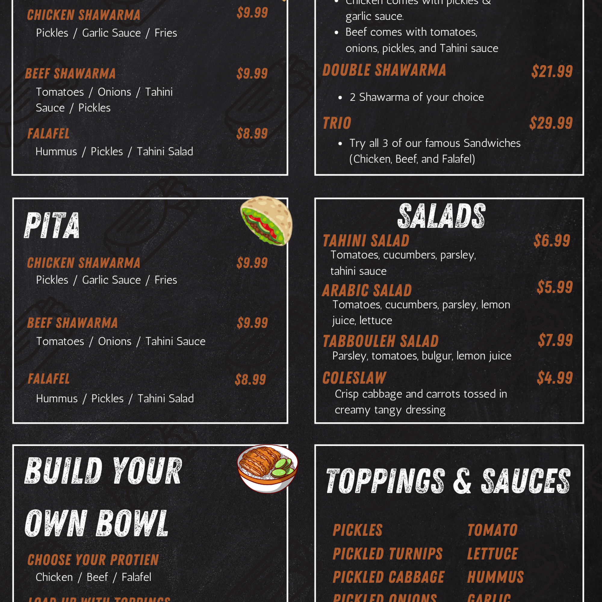 Mr. Shawarma Menu