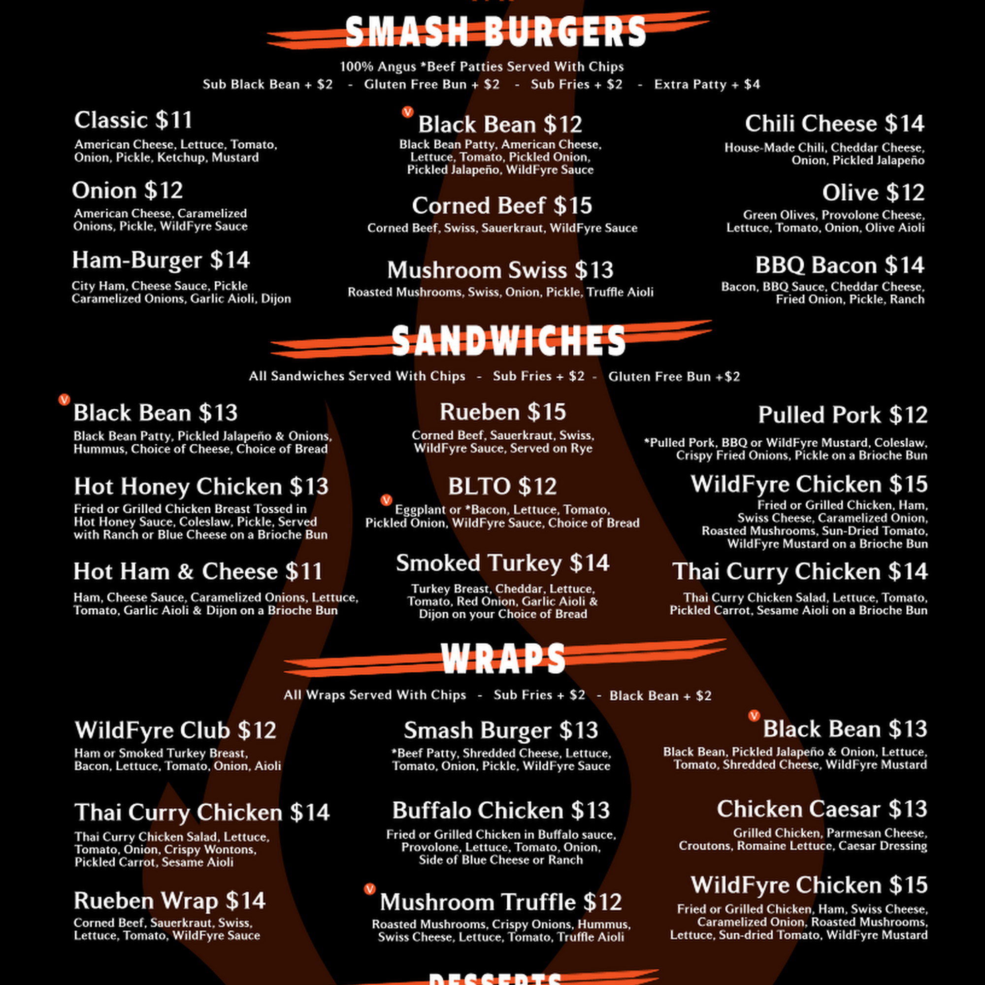 WildFyre Tap Menu