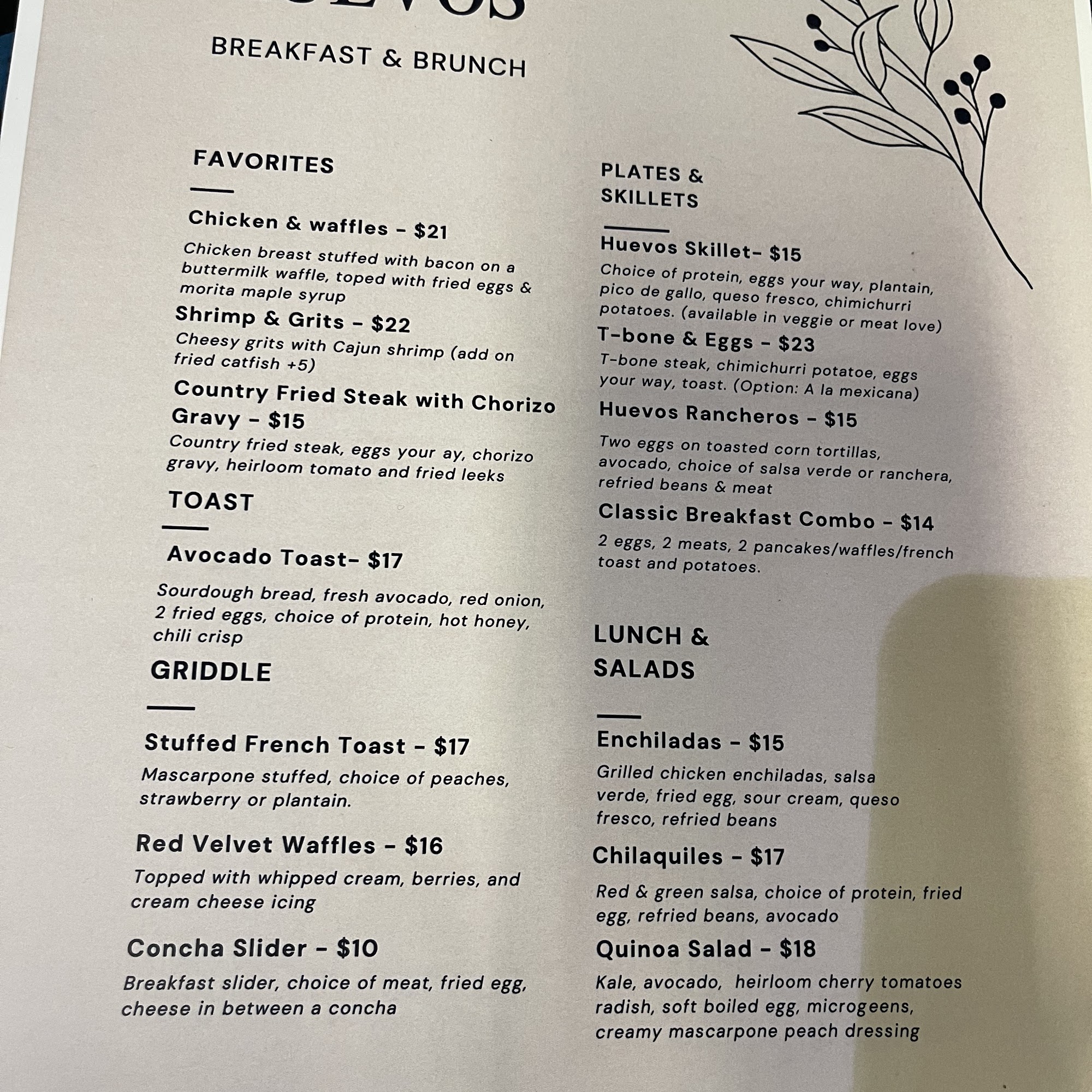 Huevos etc Breakfast & Brunch Menu