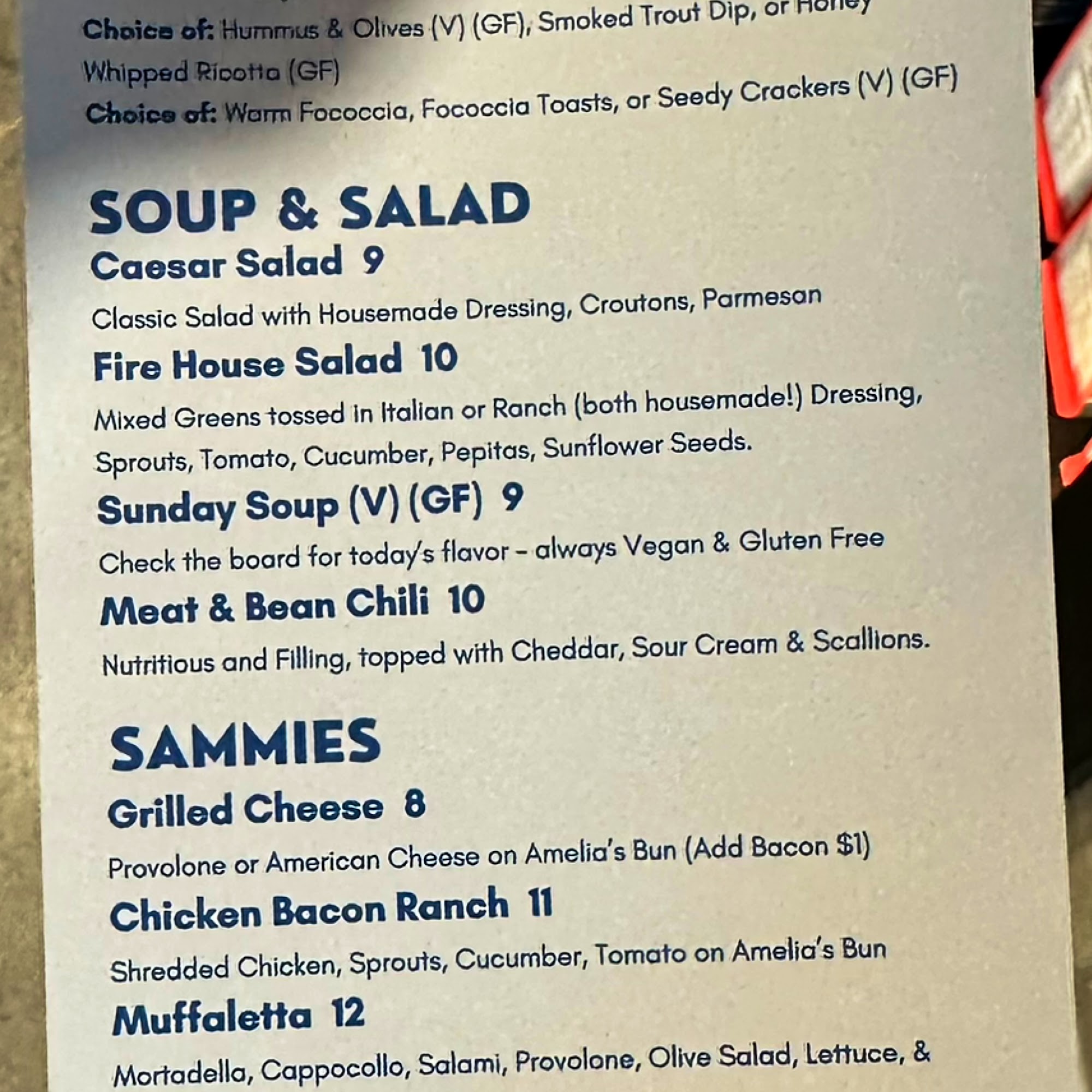 Tinker Coffee - The Firehouse Menu