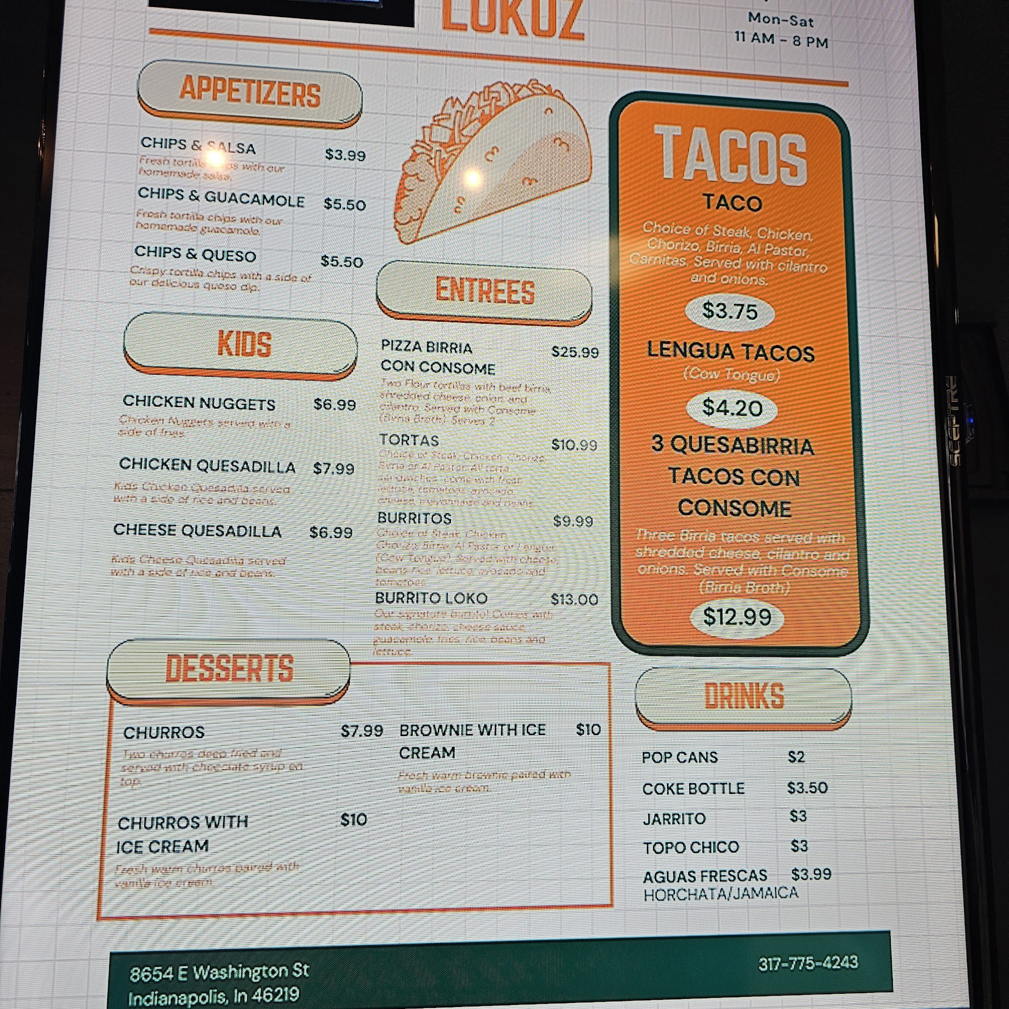 Takoz Lokoz Menu