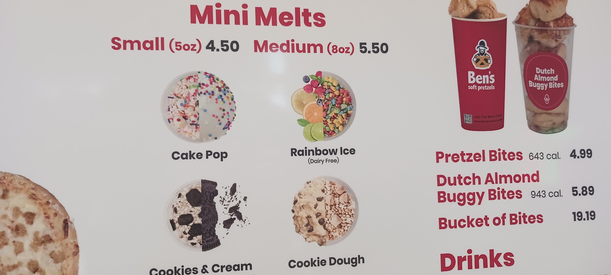 Ben's Soft Pretzels Menu