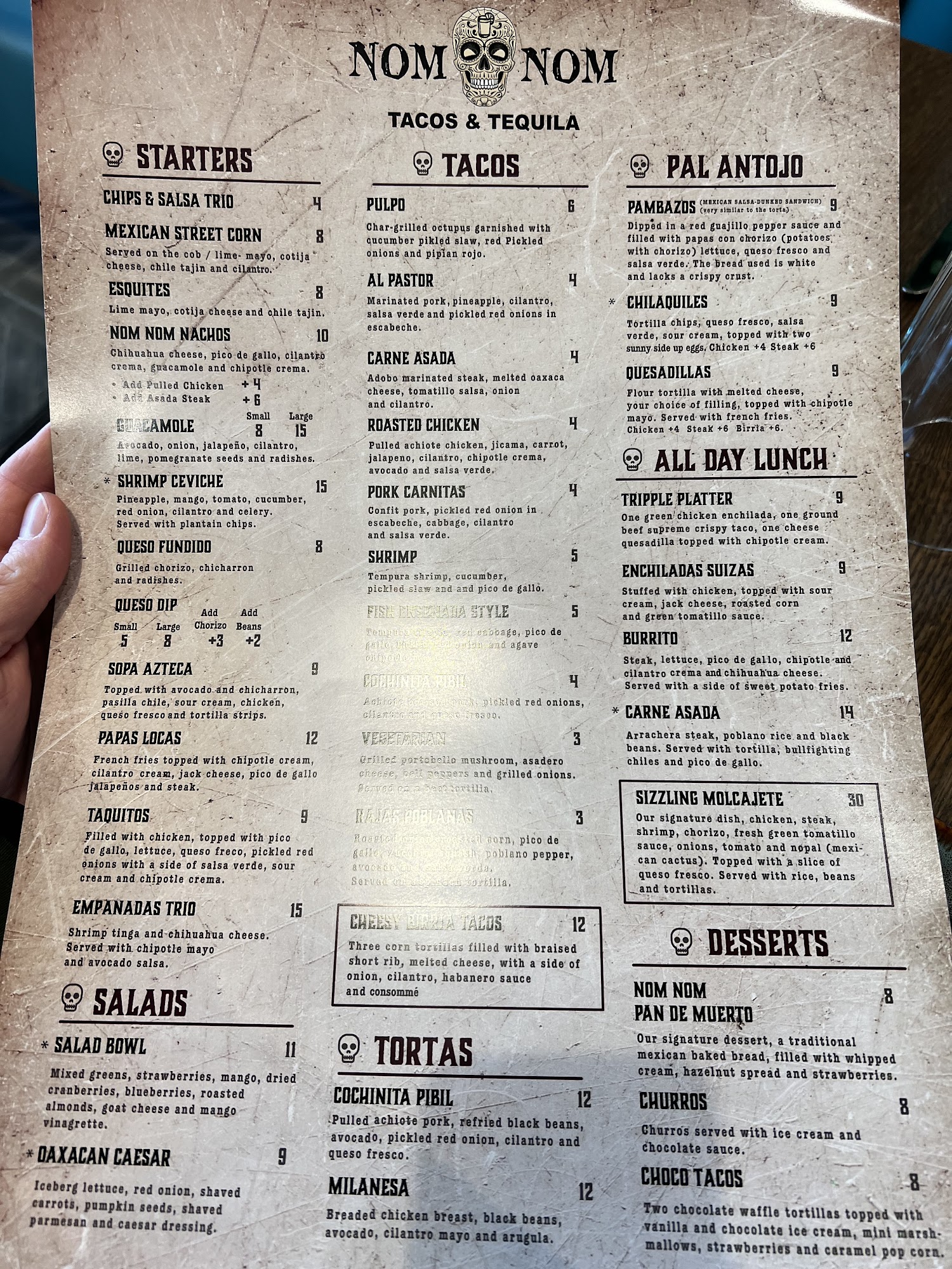 Nom Nom Tacos & Tequila Southside Menu