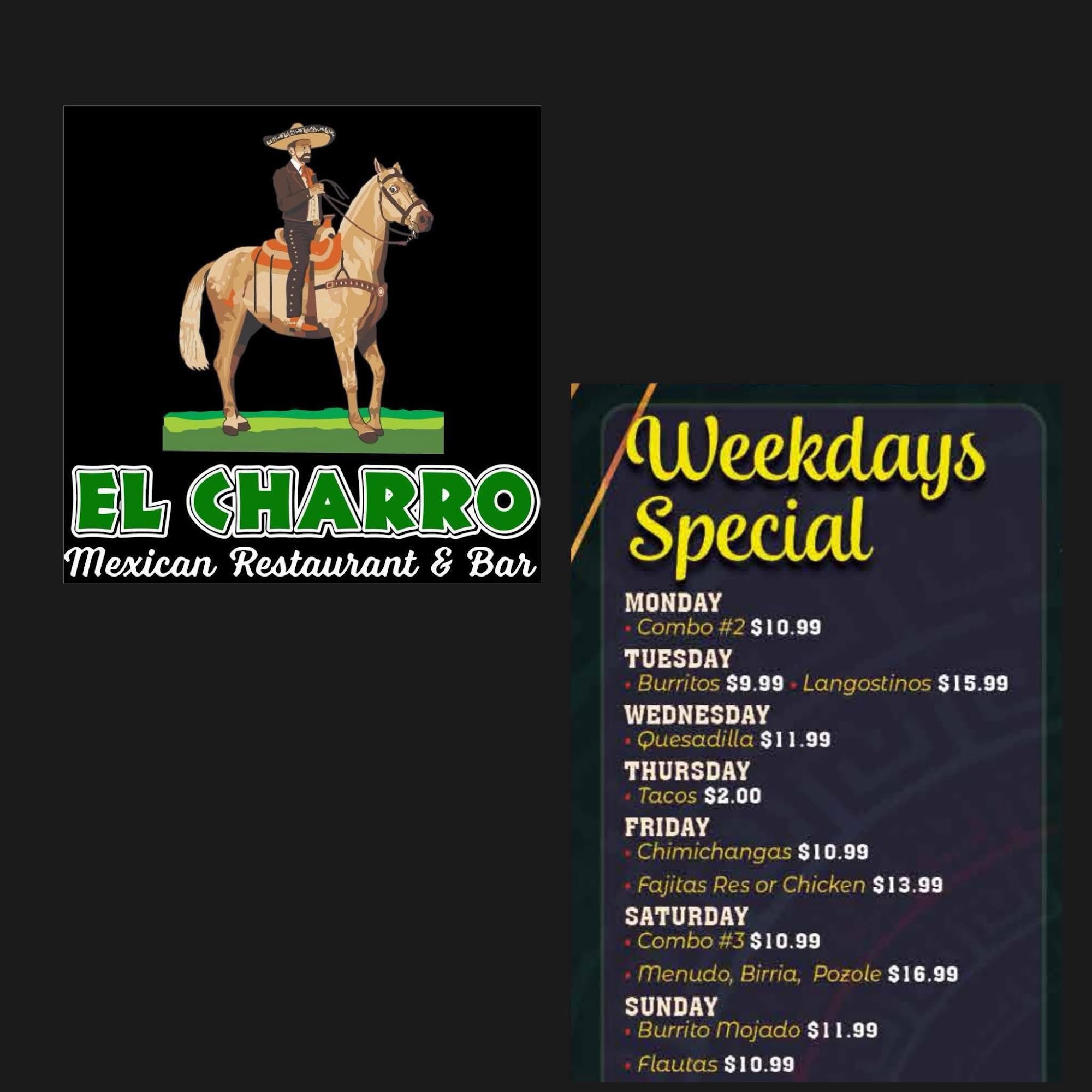 El charro mexican restaurant 2 Menu