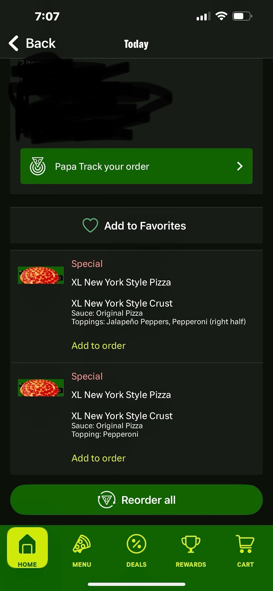 Papa Johns Pizza Menu