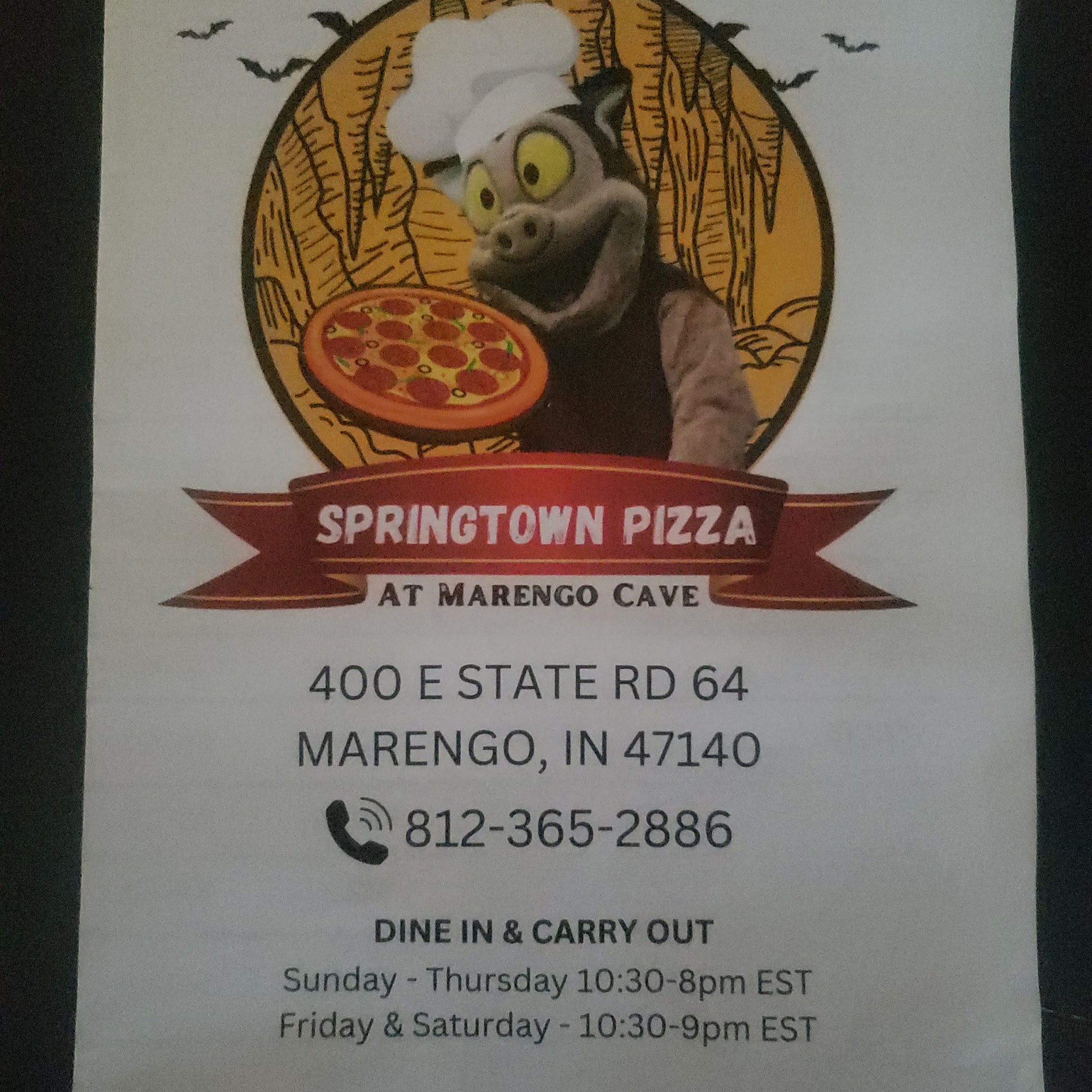 Springtown Pizza at Marengo Cave 400 IN-64, Marengo