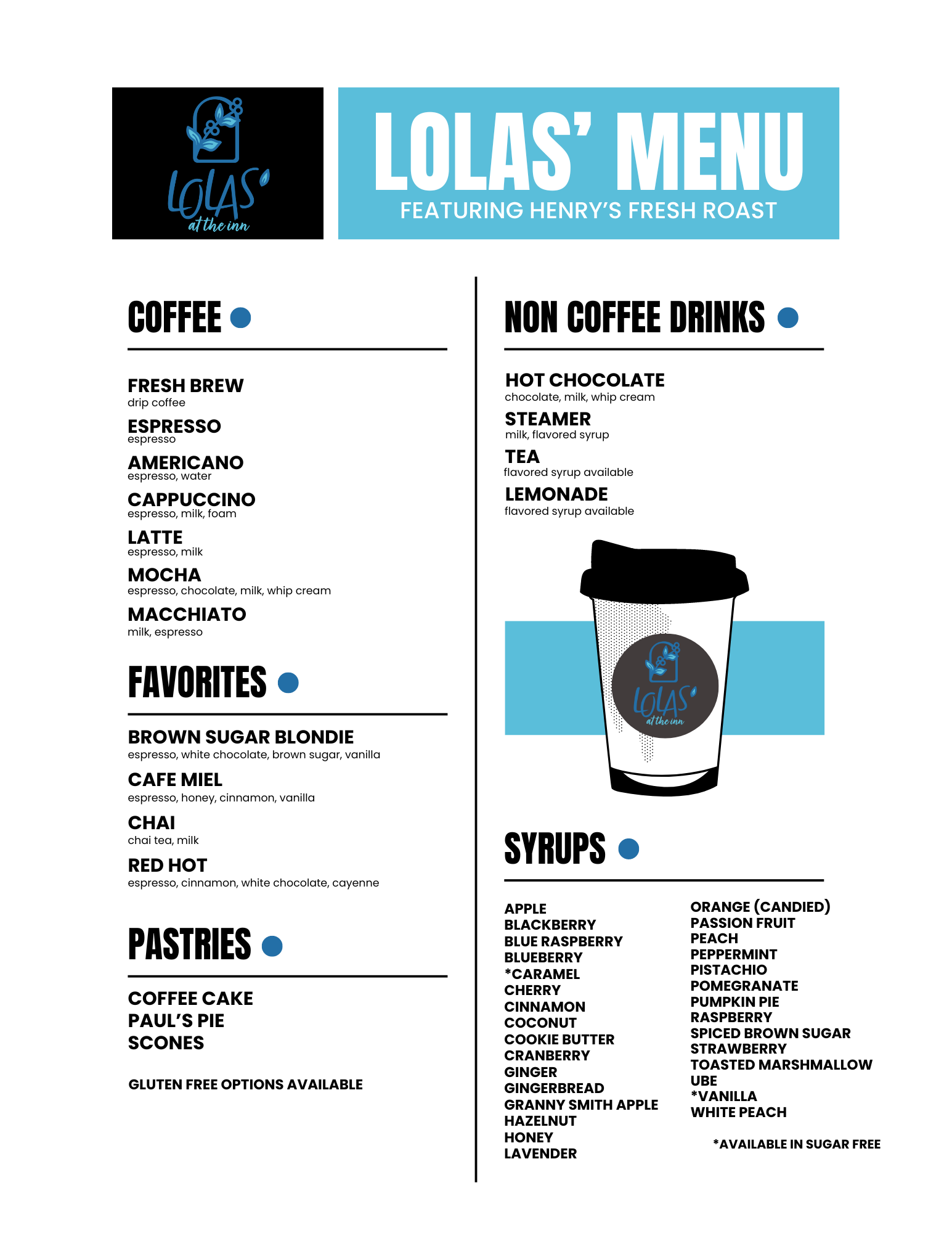 Lolas' At The Inn Menu