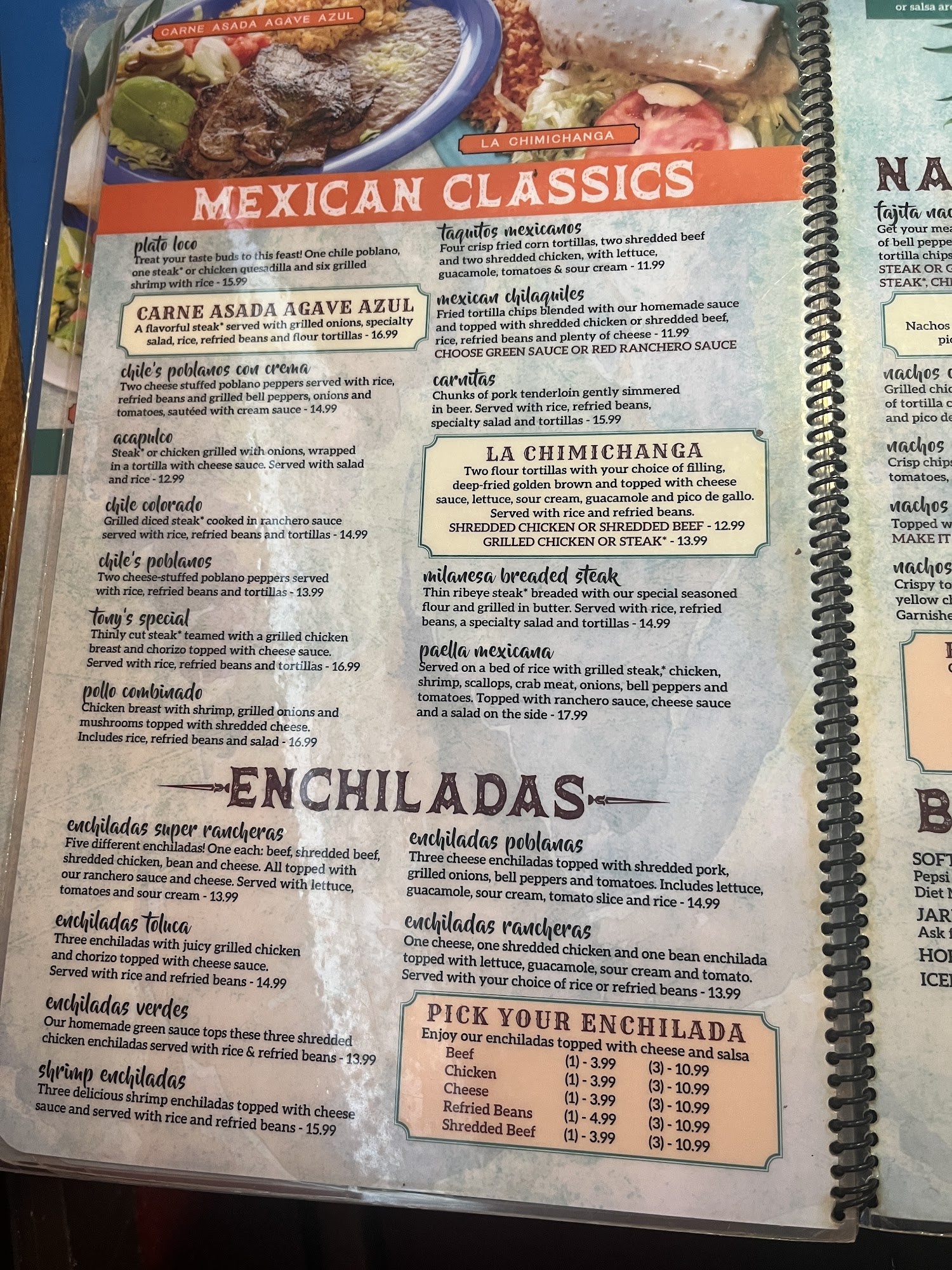 Agave Azul Menu