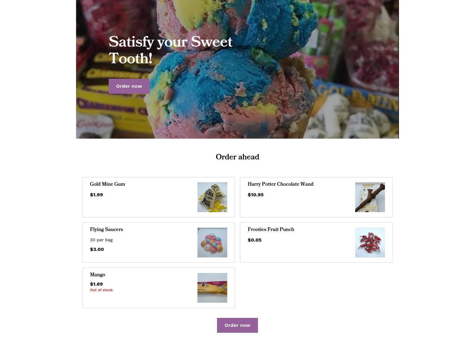 The Sweet Tooth Menu